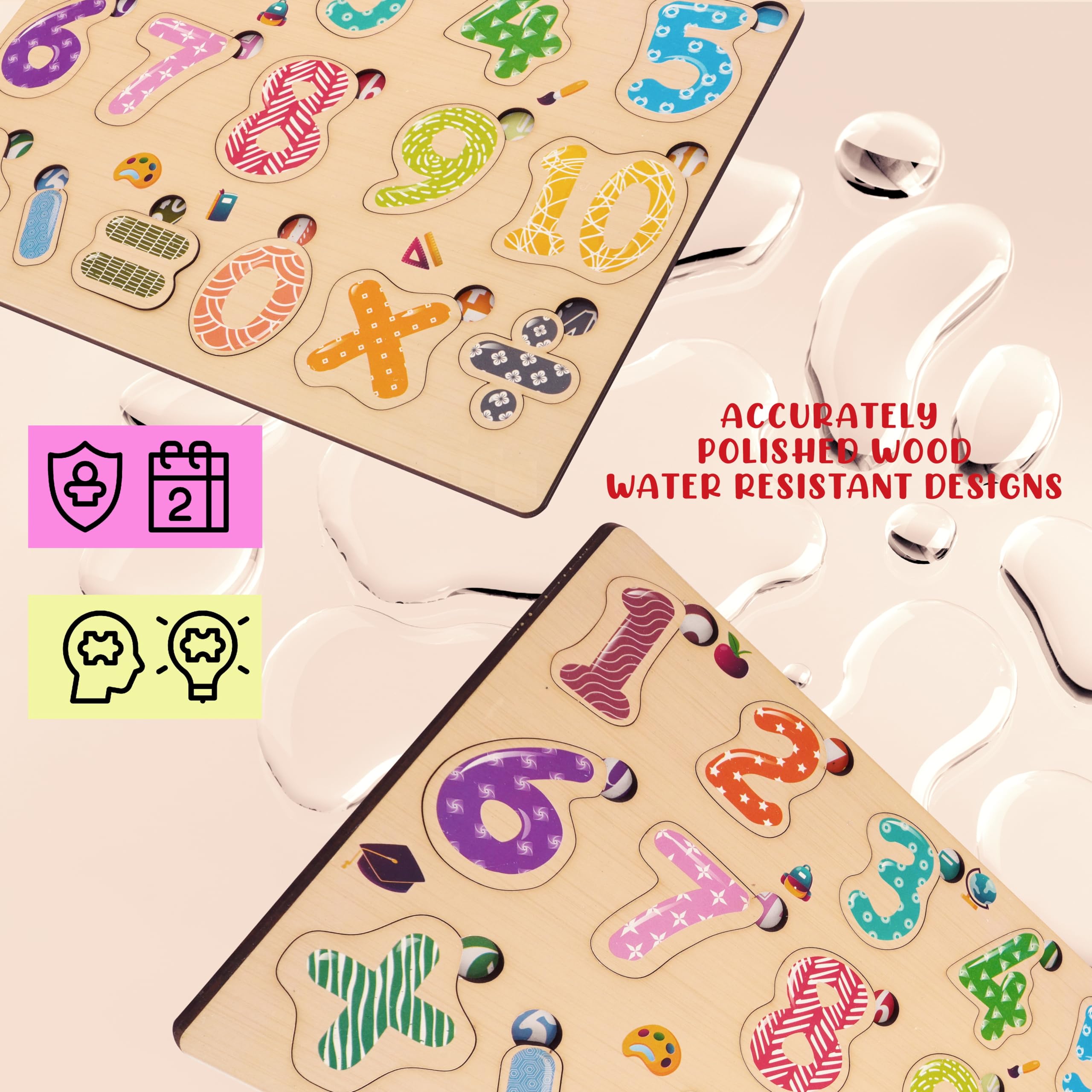 Wooden Number Puzzles for Kids - Montessori Math Learning Toys for Toddlers & Preschoolers | Educational Gifts for Boys & Girls | Perfect for Homeschooling & Classroom Activities