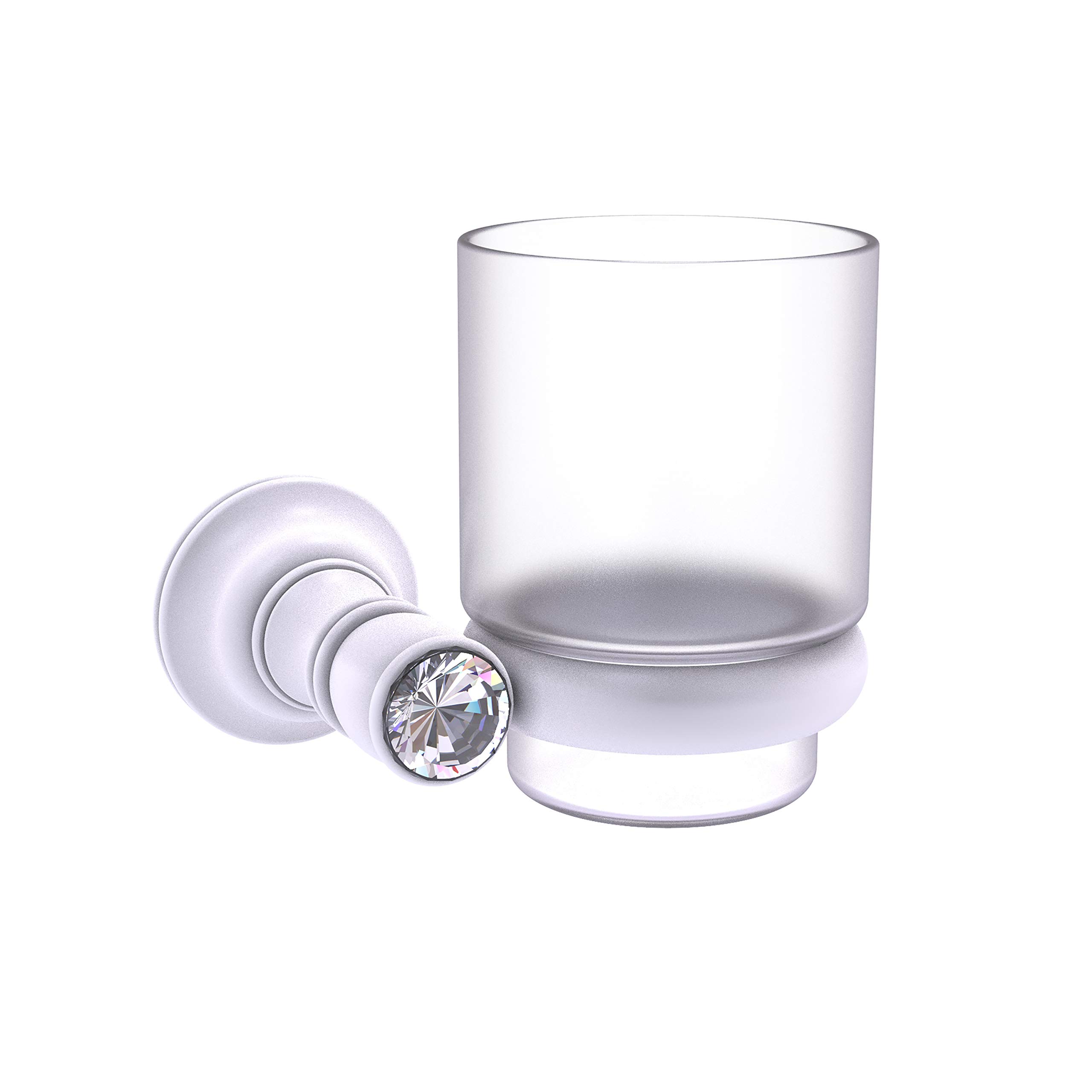 Allied Brass Carolina Crystal Collection Wall Mounted Tumbler Toothbrush Holder - Matte White Bathroom Organizer for Modern Home Decor