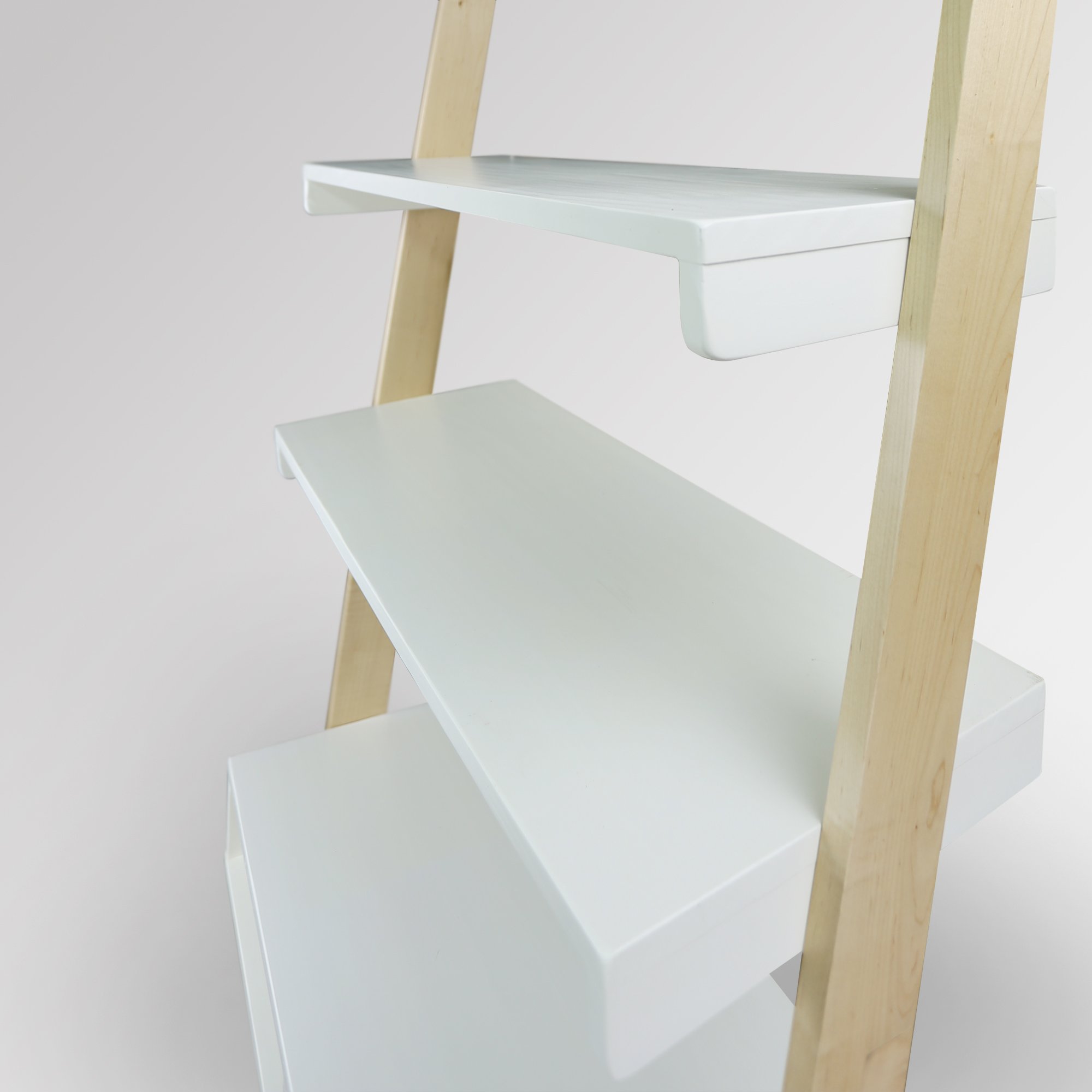 Freestanding Ladder Desk with Drawer - Natural Maple & White Finish - Home Office, Study, Dorm Room, Small Space Workstation - American Trails Wooden Writing Desk