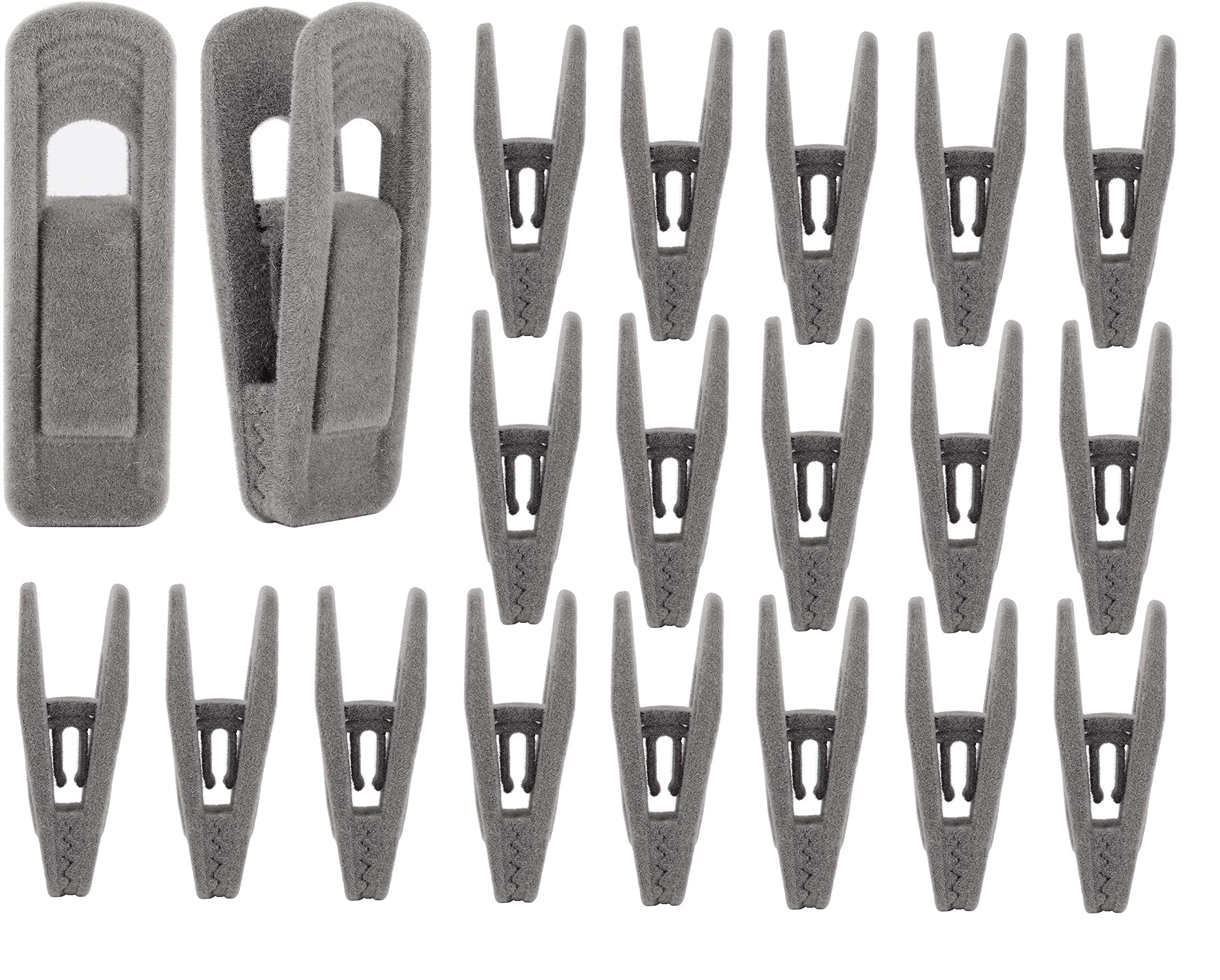 Velvet Hangers with Strong Finger Clips - 20 Pack Grey Velvet Clothes Hangers for Wardrobe Organization | Perfect for Delicate Clothing & Space-Saving Closet Storage
