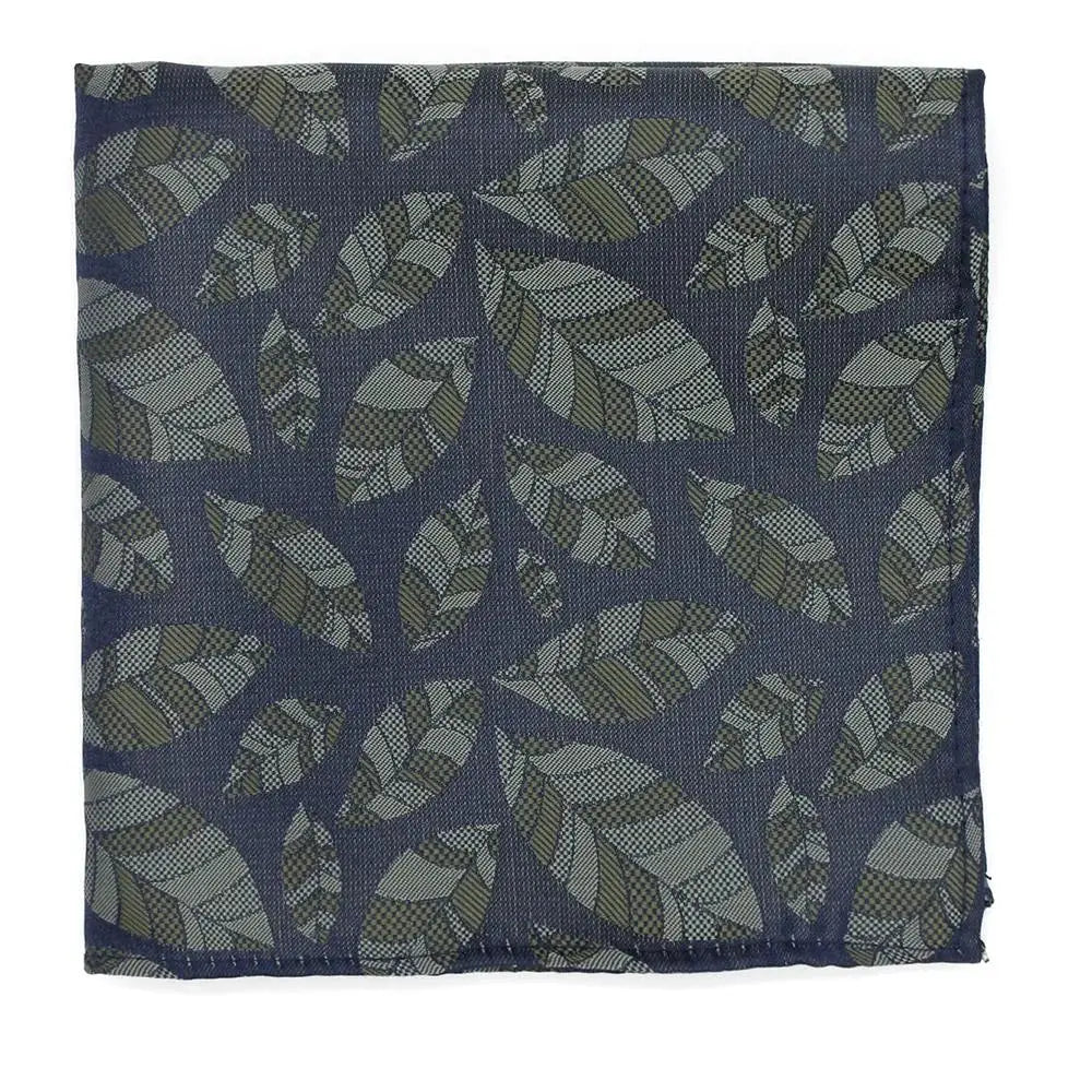 L A Smith Sage On Navy Structured Leaves Hank - Elegant Home Decor for Living Room, Bedroom, and Office Spaces