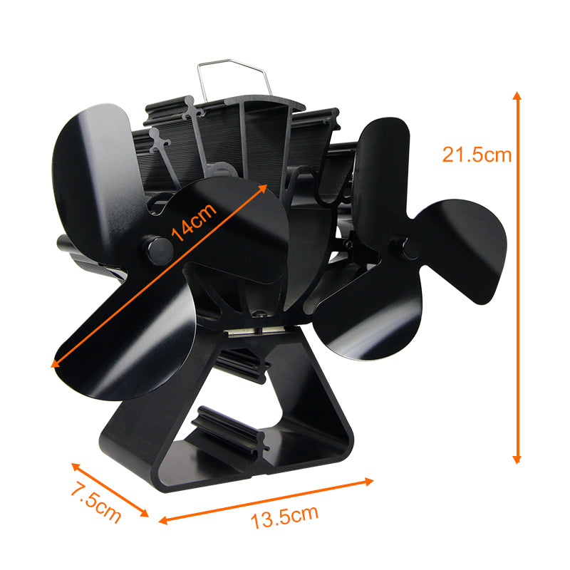 6-Blade Wood Stove Fan with Large Airflow - VDSF636BM - Efficient Heat Distribution for Fireplace, Home & Cabin Heating