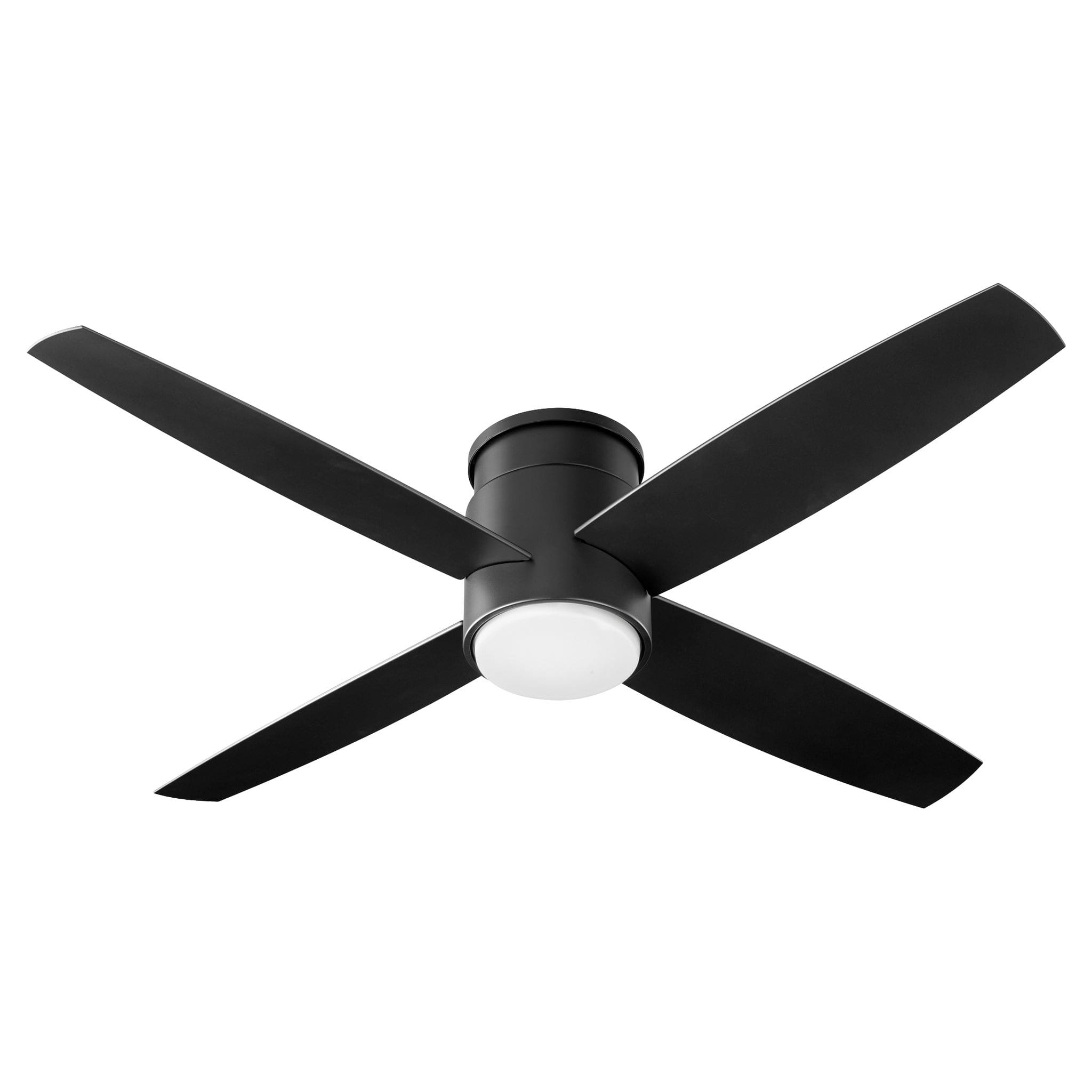 52 Inch Low Profile Ceiling Fan with Wall Control & Remote - Oxygen 3 Oslo Hugger - Energy Efficient Quiet Flush Mount Fan with Optional LED Light for Bedroom, Living Room, Kitchen (Black)
