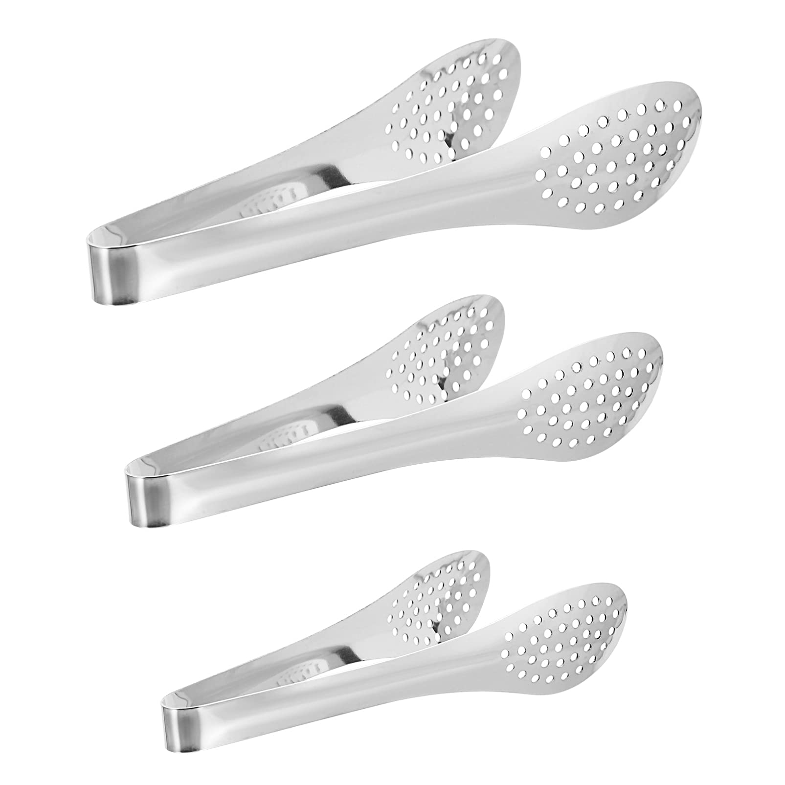Hemoton 3-Piece Stainless Steel BBQ Tongs Set - Heavy Duty Food Tongs for Grilling, Cooking & Serving - Perfect for Steak, Salad, Pasta & Outdoor BBQ Accessories - Dishwasher Safe & Portable Kitchen Utensils
