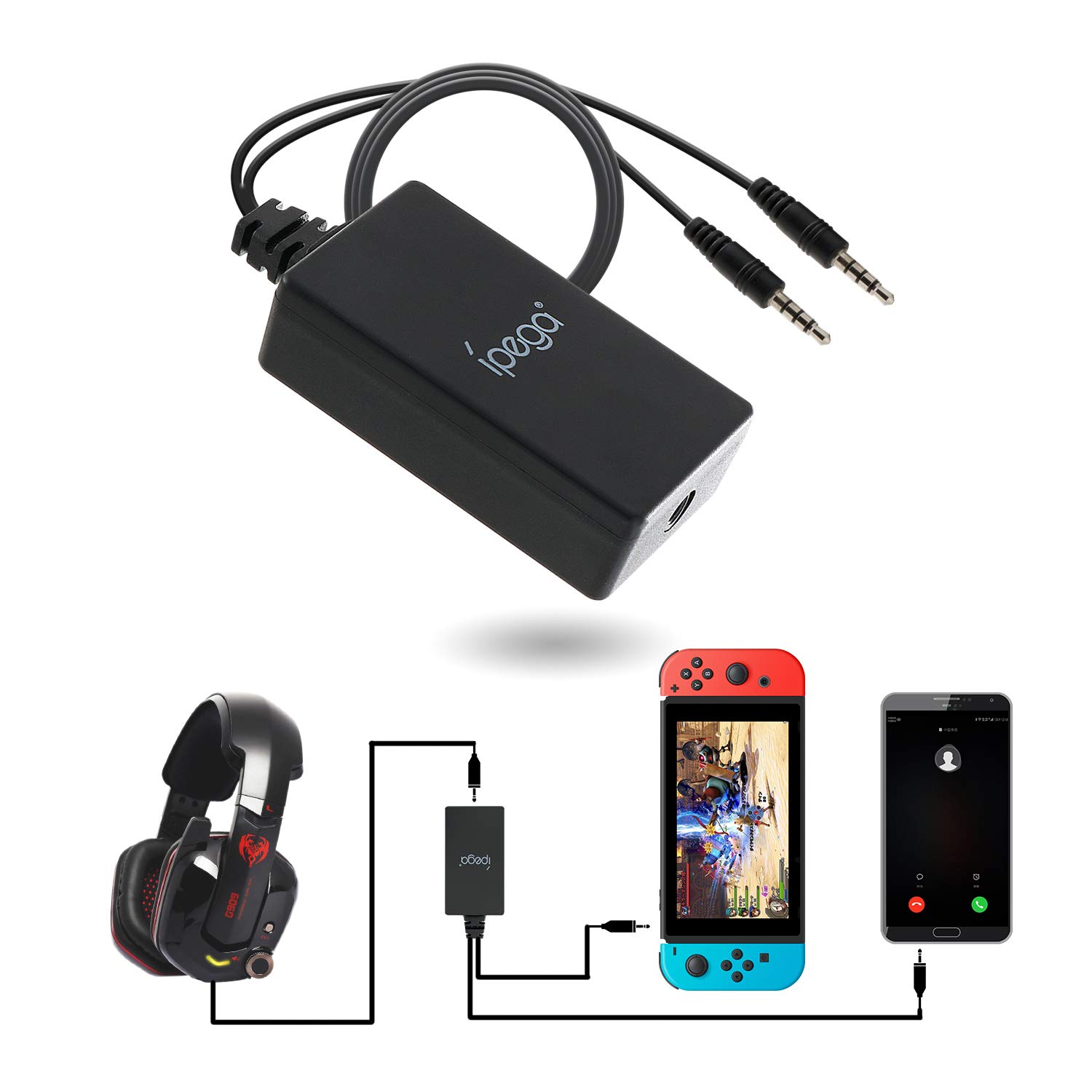 ECHZOVE 2-in-1 Audio Converter & Chat Adapter for Nintendo Switch - Supports Voice Chat with Headphones | Perfect for Online Gaming & Party Chat Sessions