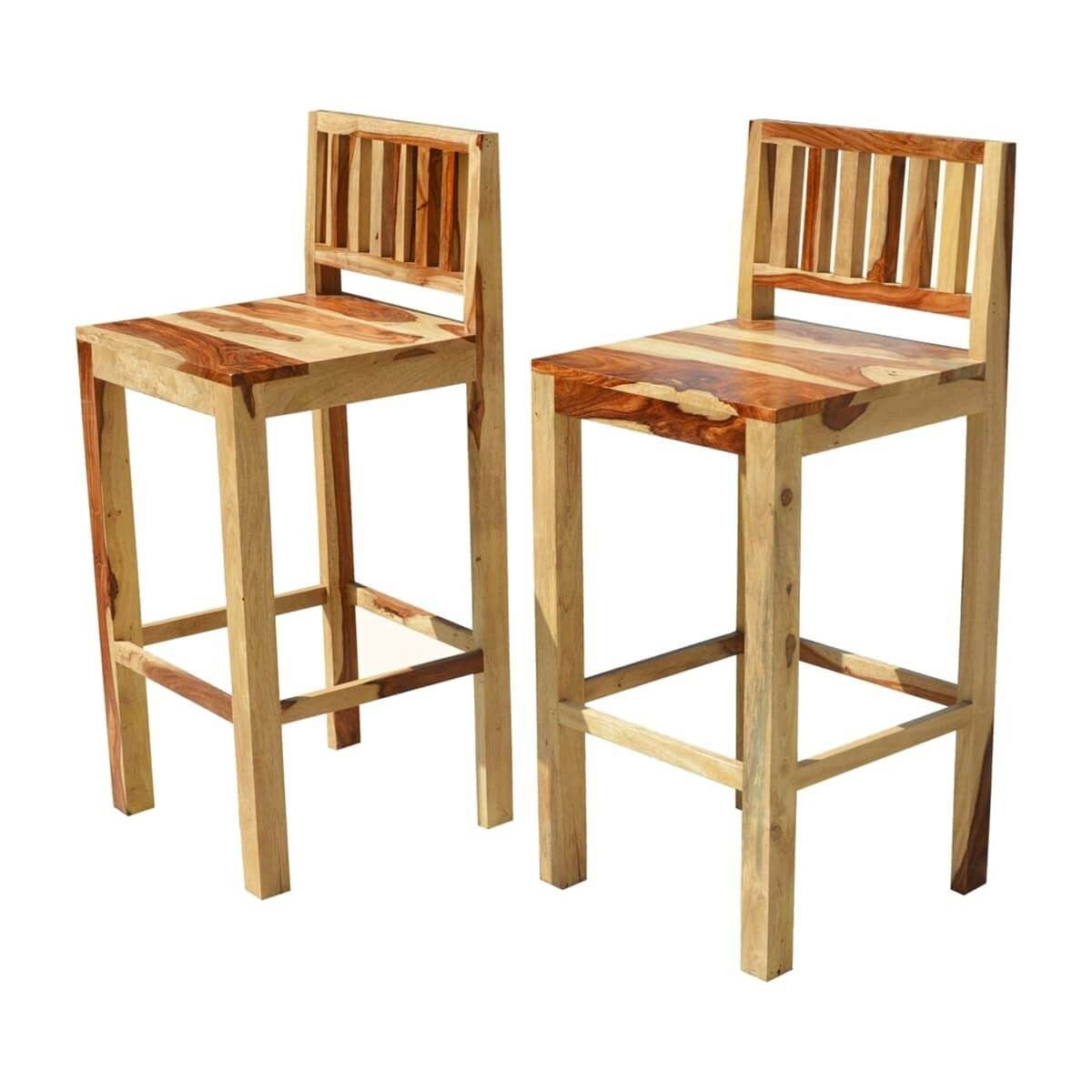 Solid Wood Bar Stools for Kitchen Island - Dallas Ranch Tall Counter Height Low Back Bar Chairs - Perfect for Home Bar, Breakfast Nook & Restaurant Seating