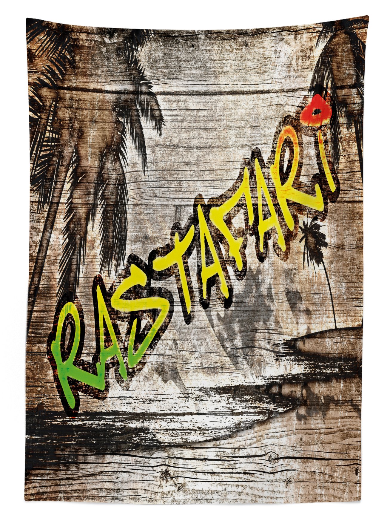 Ambesonne Rasta Outdoor Tablecloth - Jamaican Reggae Music Inspired Rastafari Design, Washable Picnic Table Cover 58