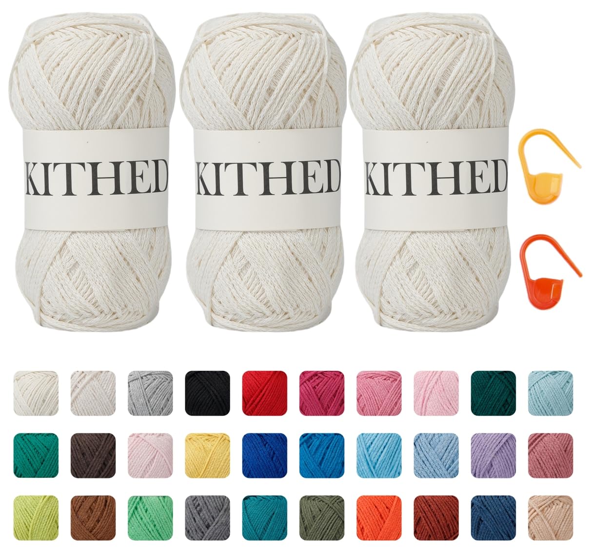 Premium Soft Cotton Yarn for Crocheting & Knitting - 10.5oz, 526 Yards, 3-Pack (Milk White) - Perfect for Blankets, Scarves & DIY Crafts