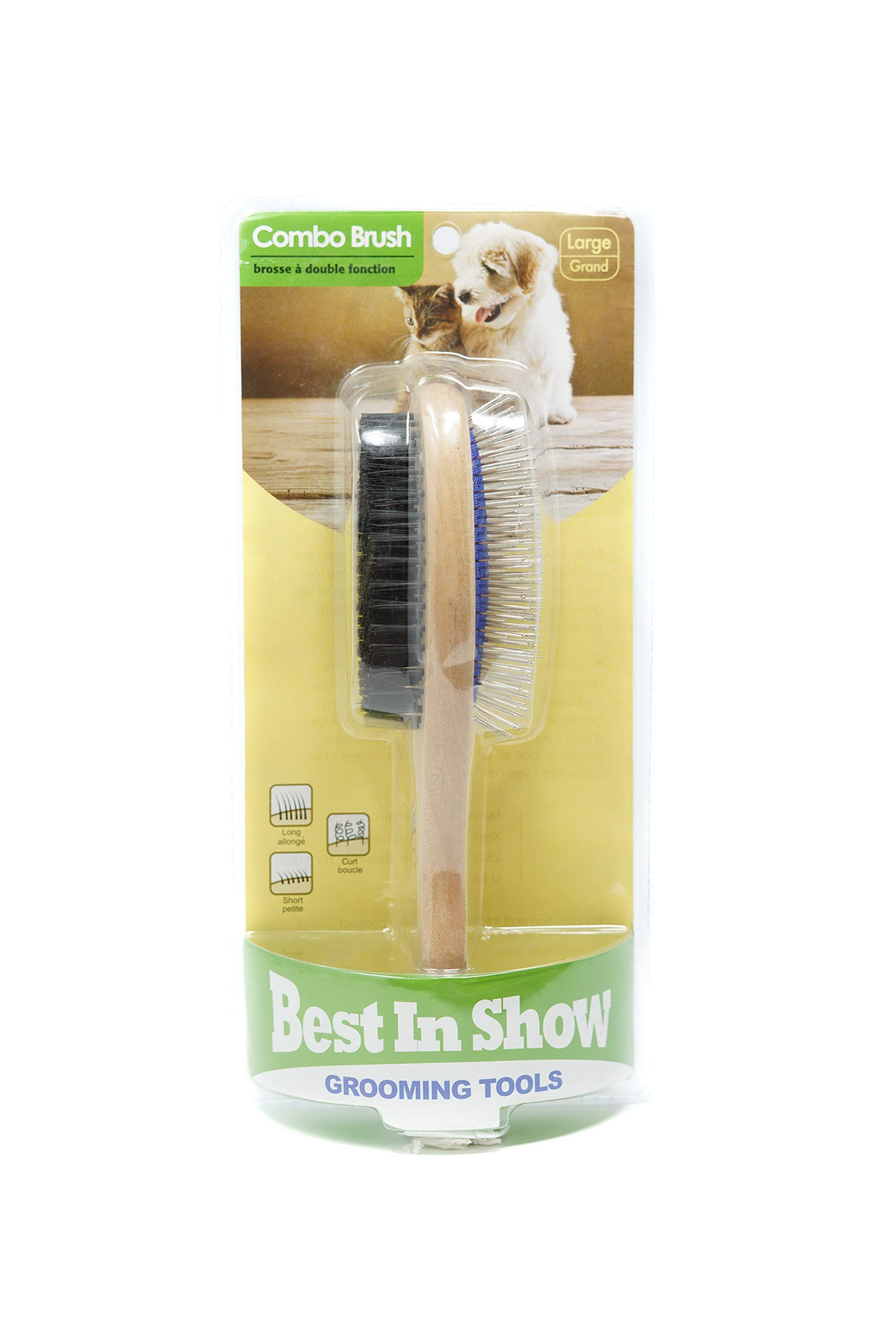 Premium Wooden Pet Brush for Dogs & Cats - 2 in 1 Grooming Tool for Shedding & Massage | Perfect for Daily Brushing, Detangling Fur & Bonding with Pets at Home
