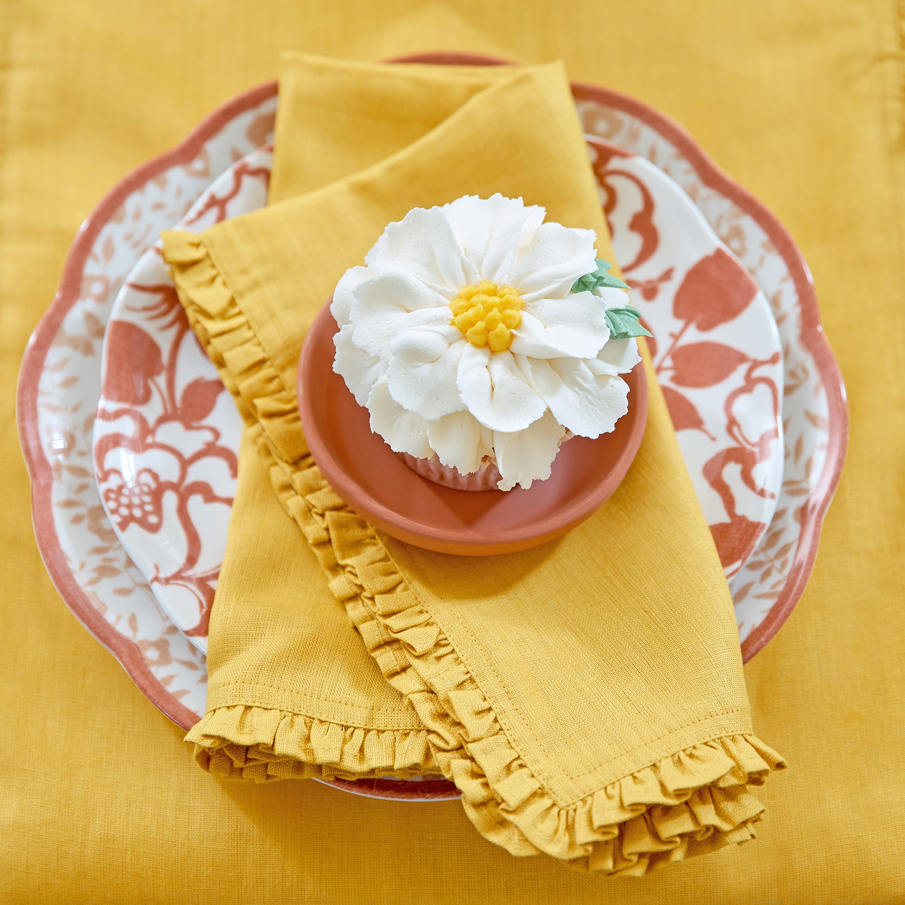 Juliette Ruffled Napkins - Set of 4 Premium Cotton Dinner Napkins for Formal Dining & Special Occasions