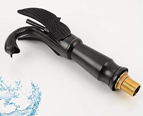 Black Matte Single Handle Swan Neck Vessel Sink Faucet for Bathroom Vanity - Modern Waterfall Spout Design for Powder Room, Guest Bath, and Master Suite