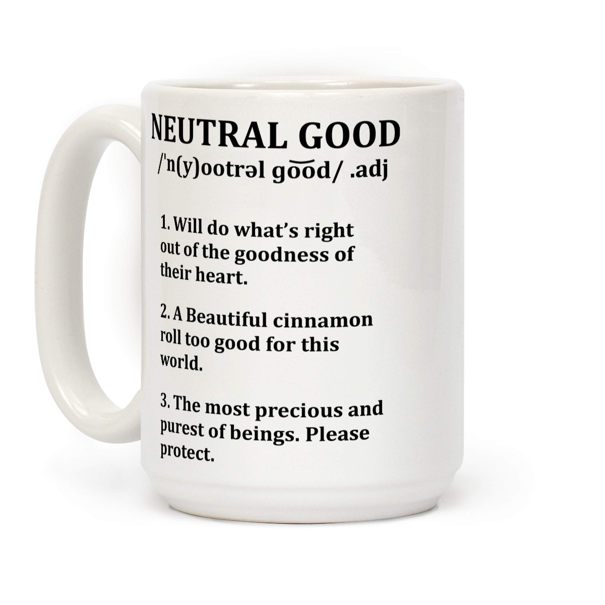 LookHUMAN Neutral Good Definition 15oz White Ceramic Coffee Mug - Perfect for Office, Home & Gifts | Funny Novelty Tea Cup