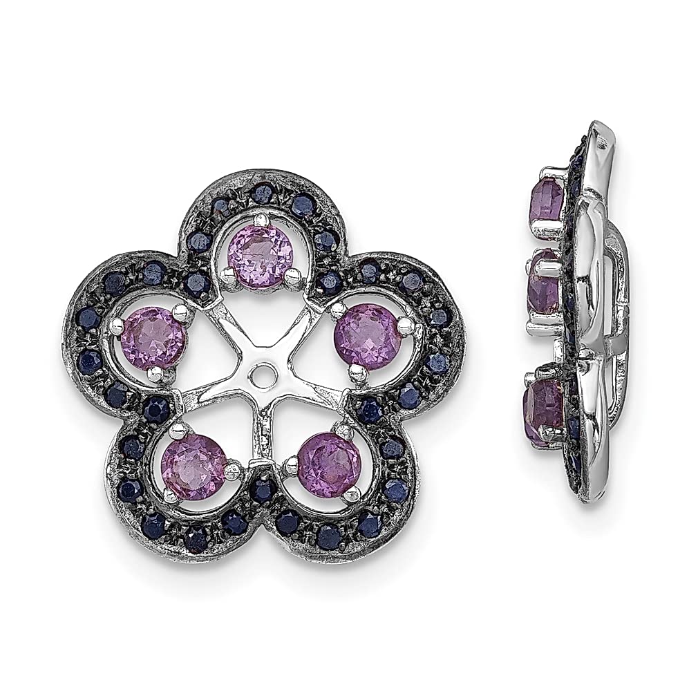 925 Sterling Silver Purple Amethyst & Black Sapphire Earrings - February Birthstone Jewelry for Women | Elegant Dangle Earrings for Valentine's Day, Anniversary, Birthday Gifts for Her | Perfect for Parties, Weddings & Special Occasions