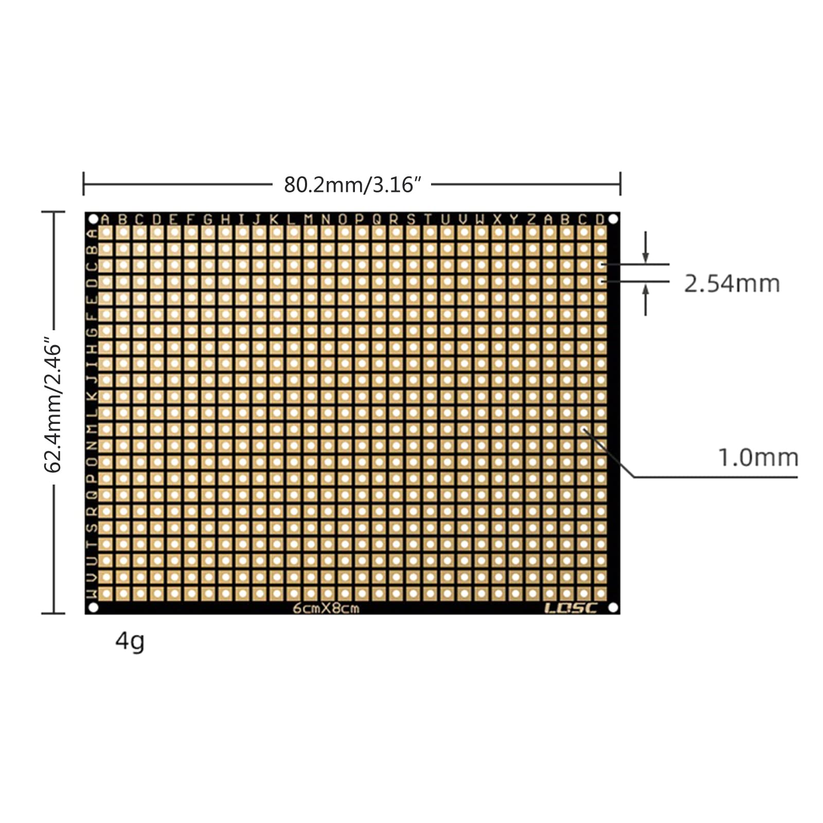 FR4 Single-Sided Flexible PCB Board 6x8cm 0.4mm Thickness with 2.54mm Pitch Holes - Universal Prototype Matrix for DIY Electronics, Breadboard Projects & Circuit Testing - Perfect for Arduino, Raspberry Pi & PCB Prototyping