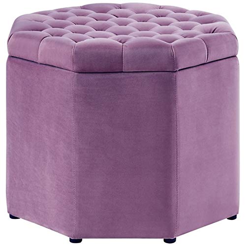 Velvet Tufted Storage Ottoman - Mauve for Living Room & Bedroom