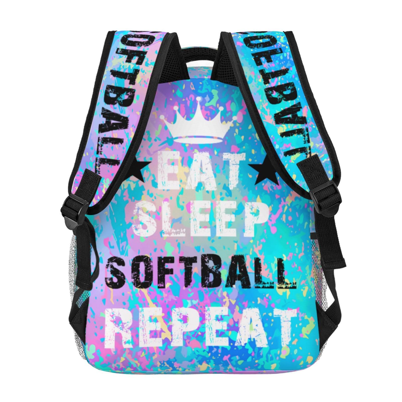 Durable 16 Inch Lightweight Softball Backpack with Ball Print - School Bookbag, Travel Bag for Kids, Girls, Women & Adults | Perfect for Sports, School, Travel & Daily Use