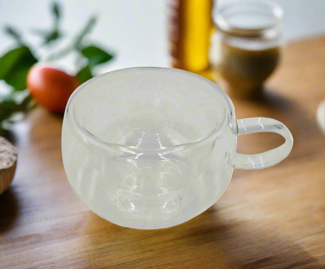3.25x2.75 Inch Double Wall Insulated Tea Glass - 1 Piece, Shatterproof & Heat Resistant - Perfect for Hot Tea, Iced Coffee & Office Use
