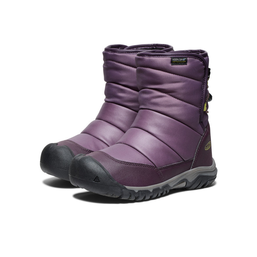 Big Kids' Puffrider Waterproof Winter Boots - Black Plum/Daiquiri Green | Warm Snow Boots for Boys & Girls | Perfect for Snow Play, Hiking & Cold Weather