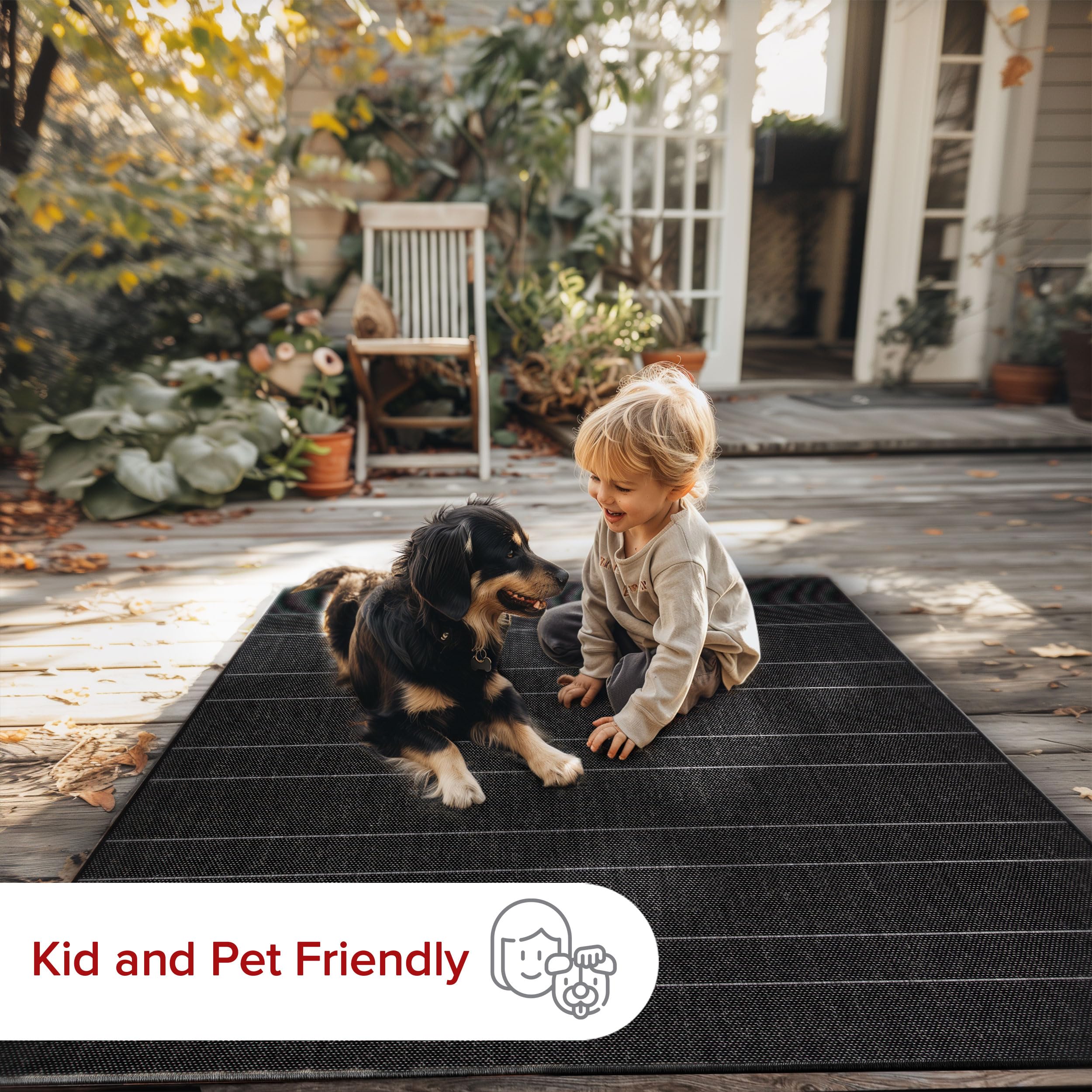 nuLOOM 8' x 11' Outdoor Performance Area Rug - OEKO-TEX Certified, Weather Resistant & High Traffic Rug for Patio, Balcony, Deck & Garden - Durable Alaina Black Design for Outdoor Entertaining & Relaxation