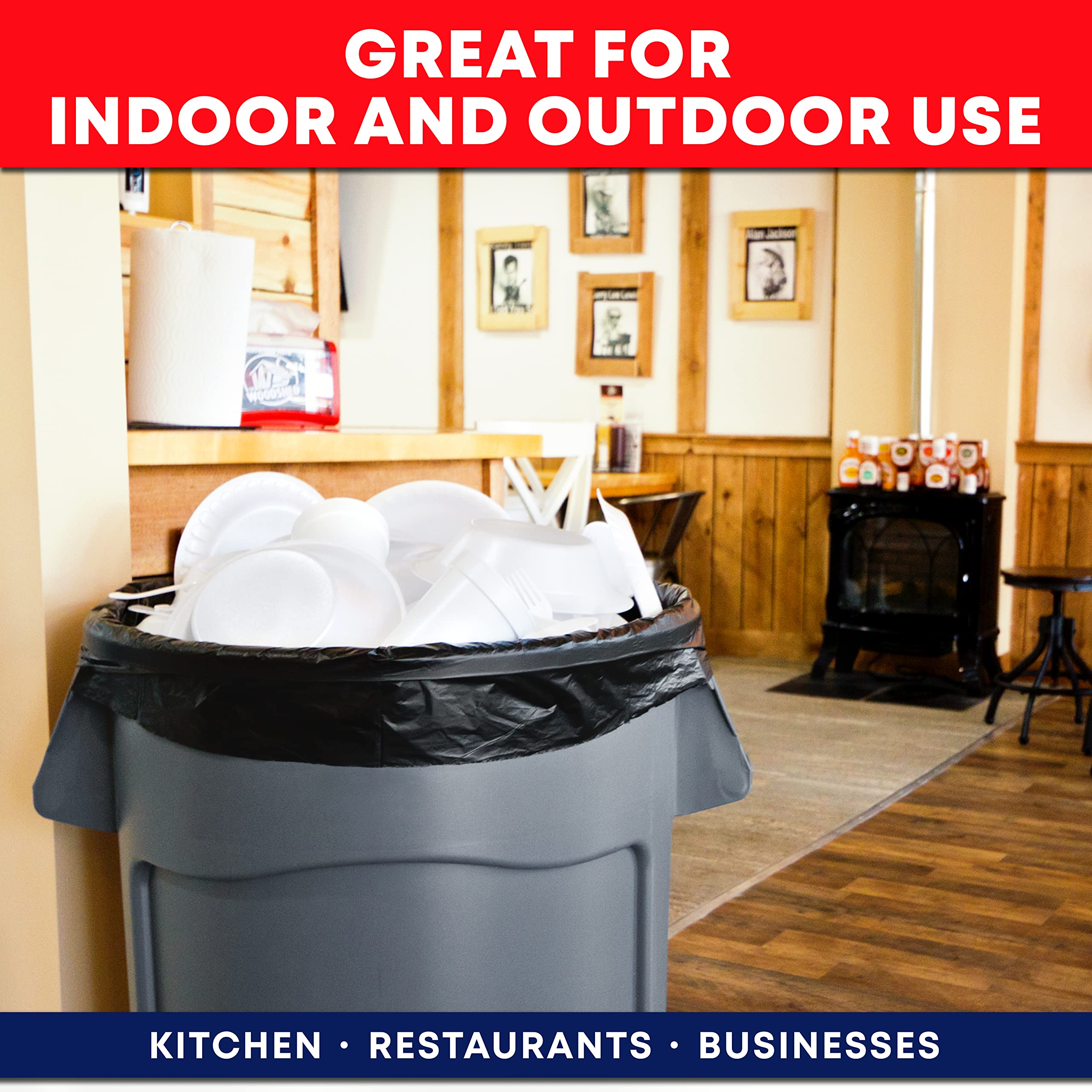 **Heavy Duty 40-45 Gallon Trash Bags with Ties (50 Count) - Extra Large Black Garbage Bags for 39-44 Gallon Trash Cans - Perfect for Kitchen, Office, and Outdoor Use**