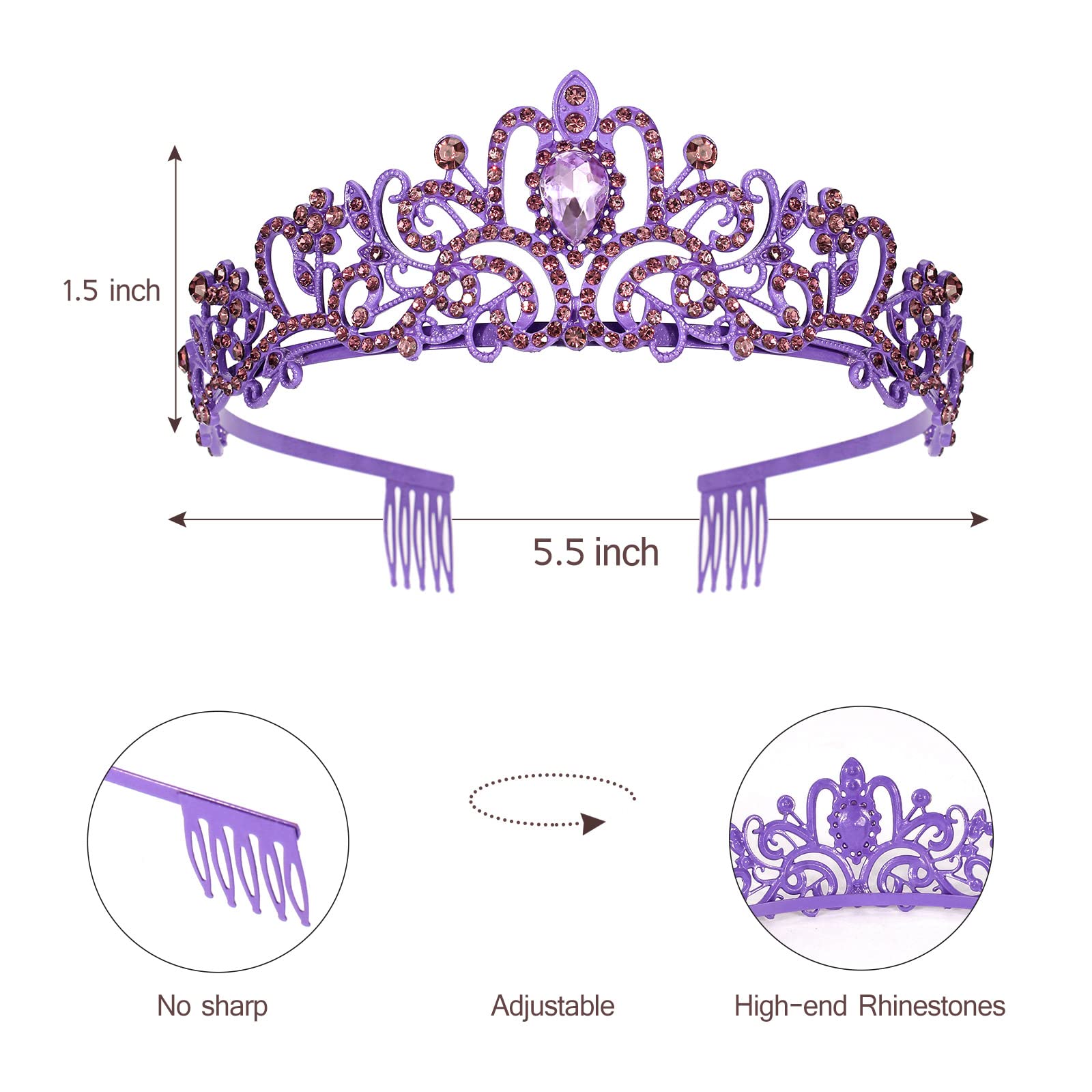 VELSCRUN Girls Birthday Tiara & Sash Set - Princess Crown Party Decorations for Birthday Celebrations, Gifts for Girls - Perfect for Birthday Parties, Princess Themes & Special Occasions