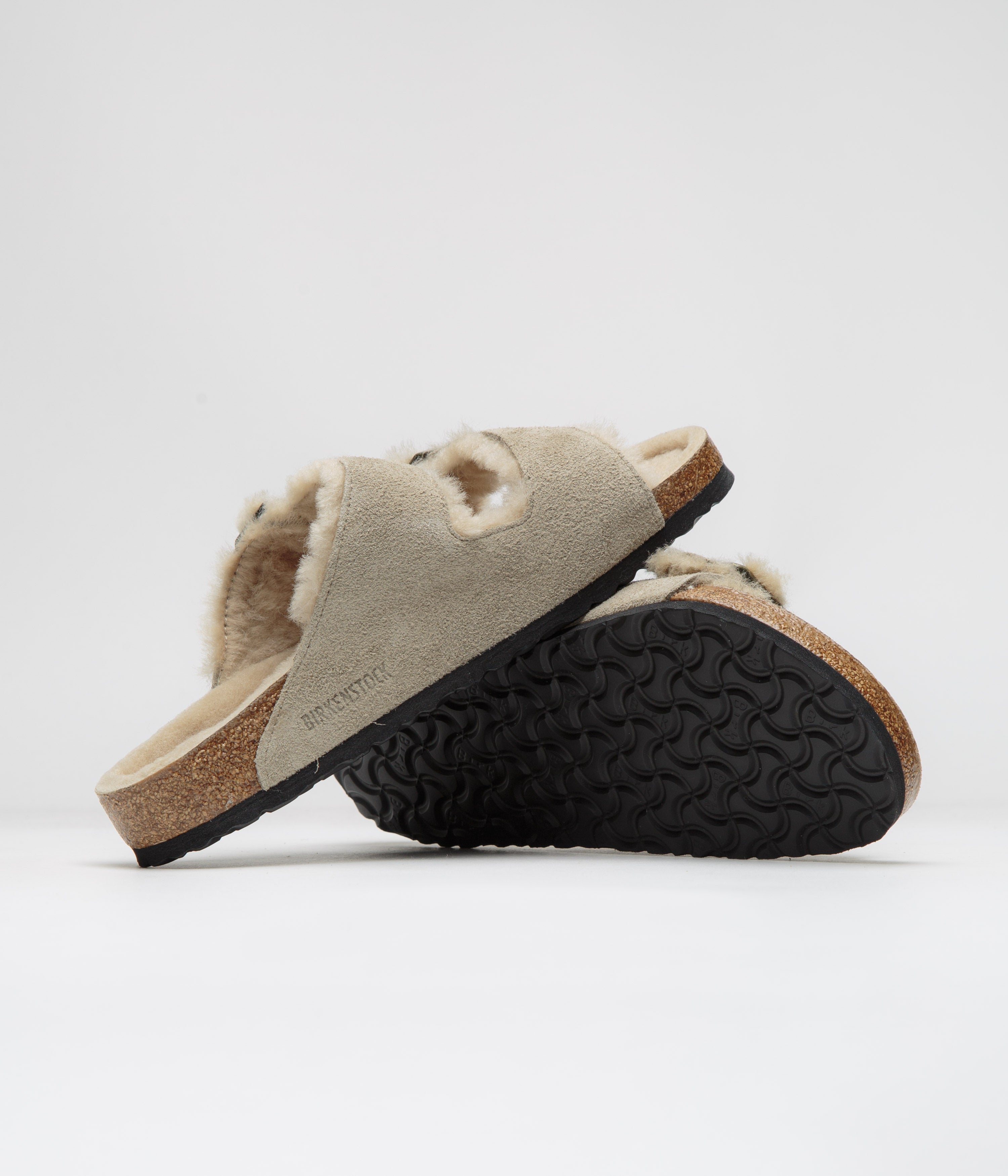 Birkenstock Arizona Shearling Sandals for Women & Men - Comfortable Taupe Suede Footbed - Perfect for Casual Wear, Travel & Home Relaxation