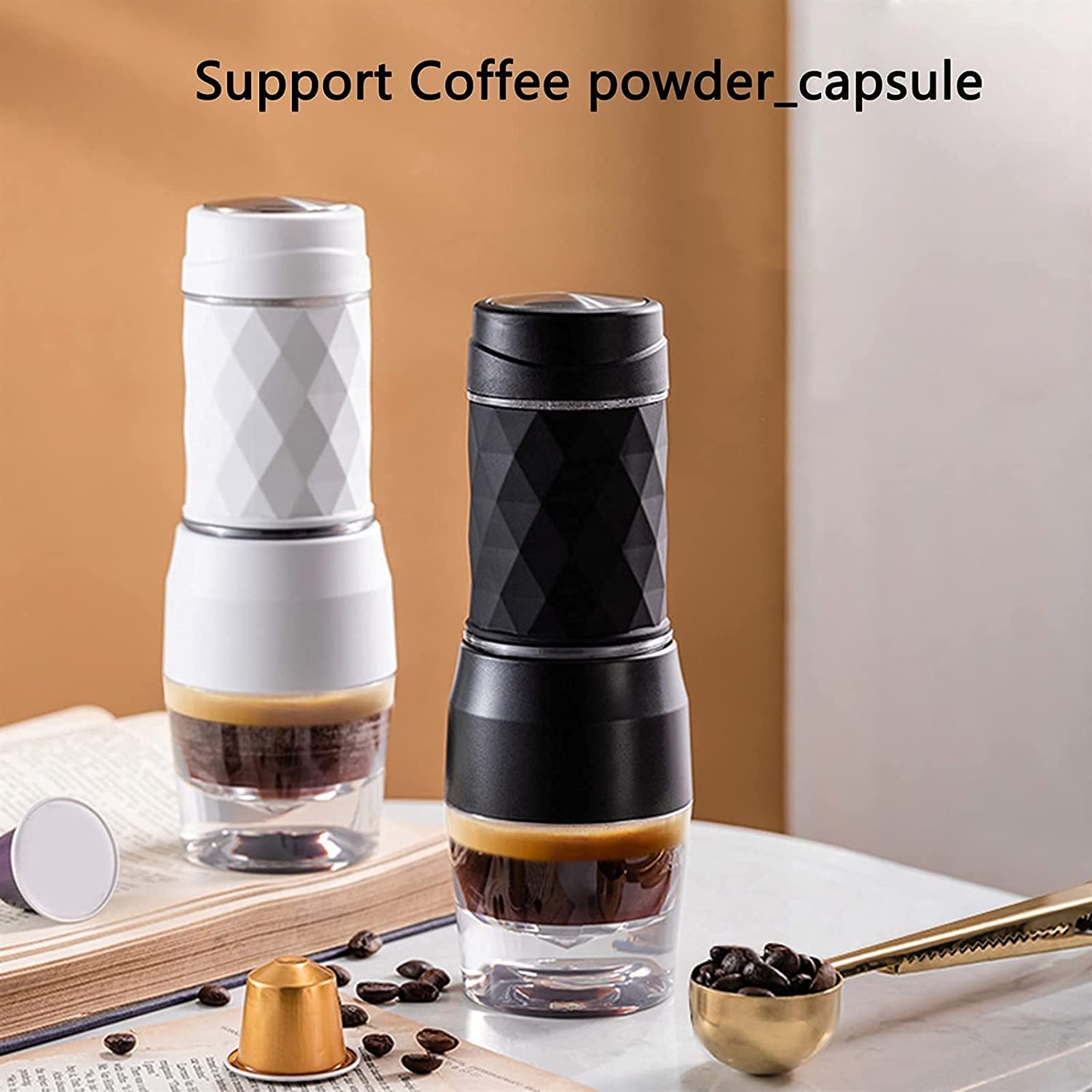 Premium Espresso Machine for Capsule & Ground Coffee - Portable Manual Coffee Maker for Travel, Hiking, Office - Black (2024 Model) | Perfect for Camping Trips & Small Spaces