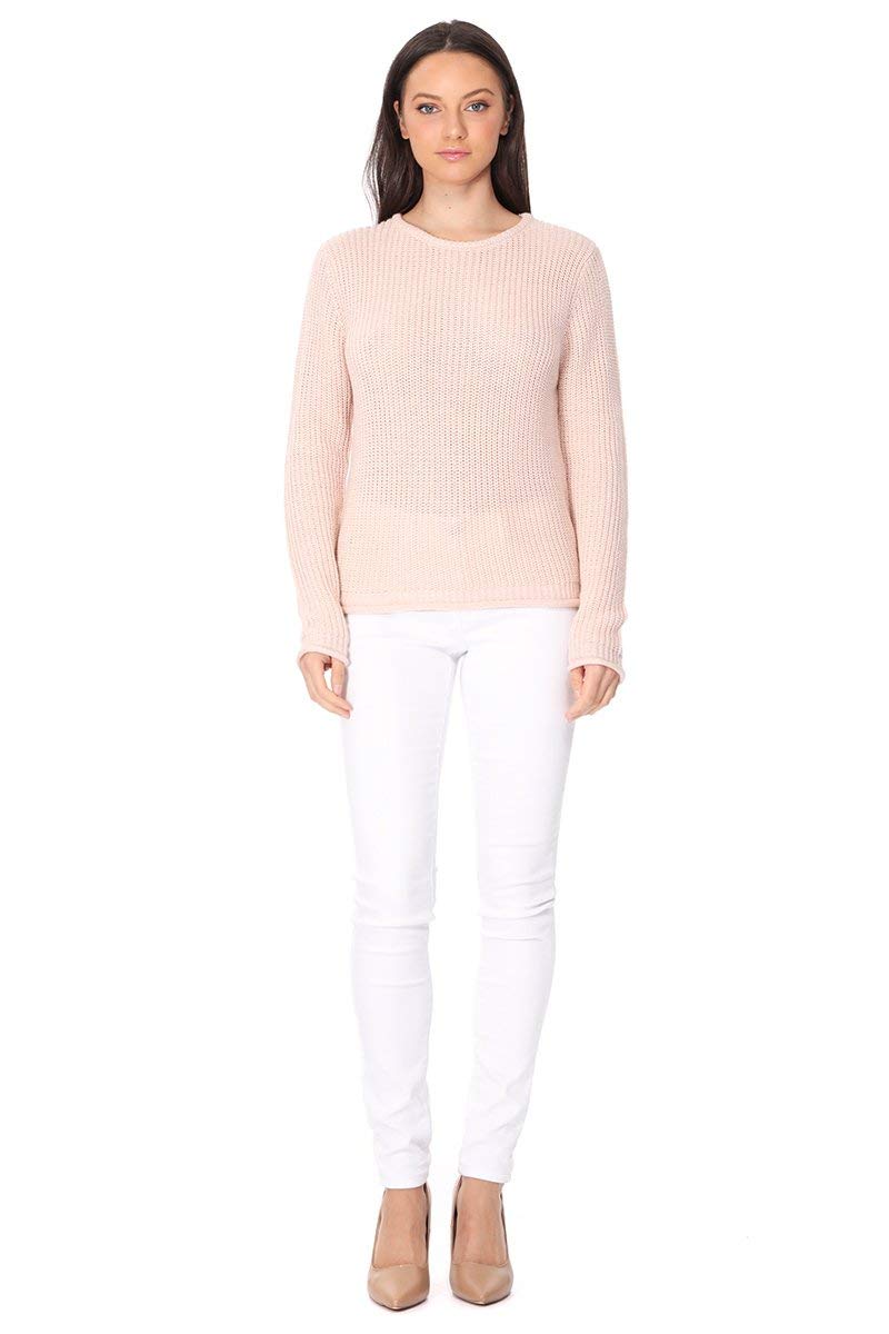 YEMAK Women's Lightweight Waffle Knit Pullover Sweater - Long Sleeve Crewneck Casual Top for Fall & Winter | Cozy Office Wear, Weekend Outfits & Layering Essential