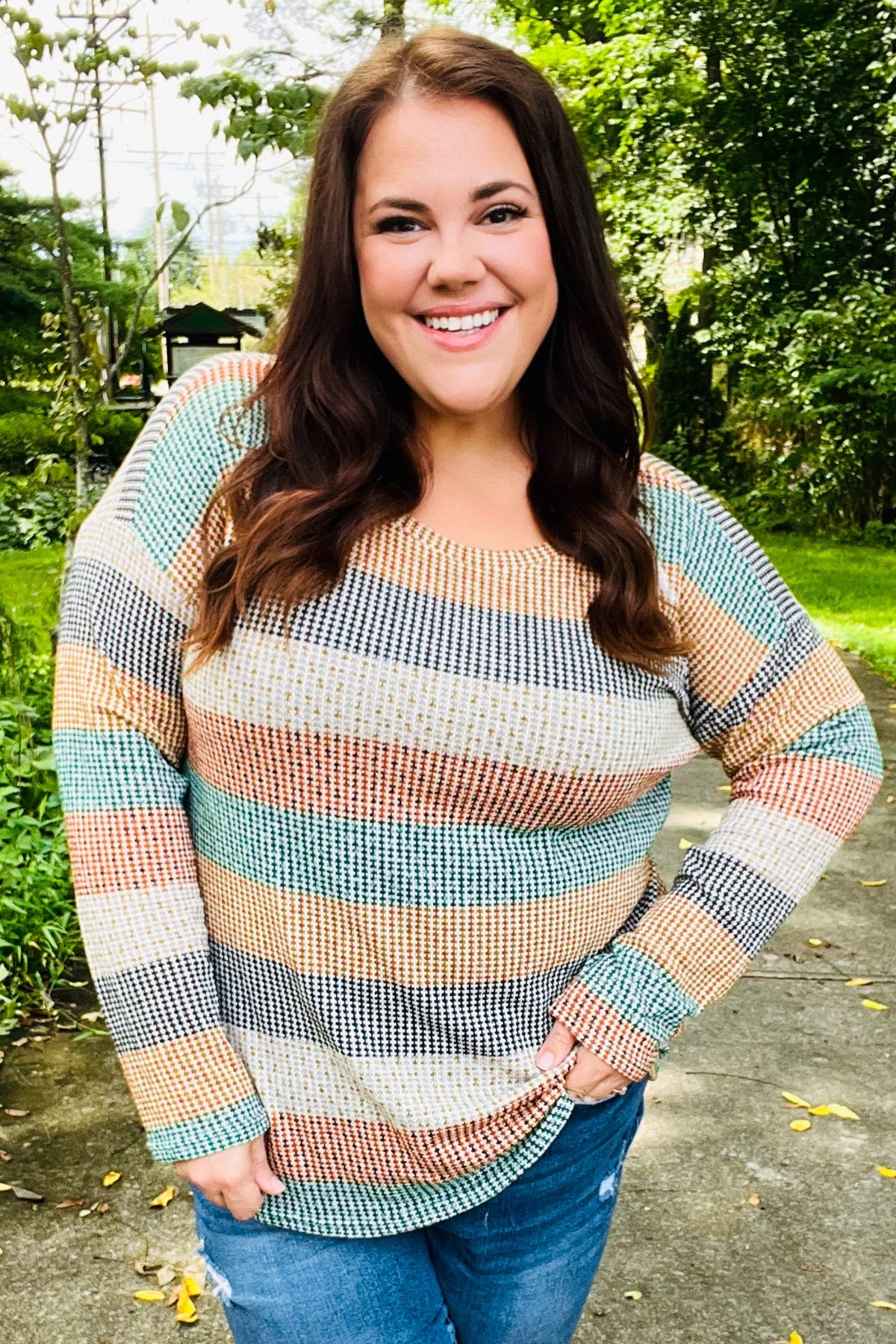Stylish Hunter Green Stripe Vintage Two-Tone Blouse for Women | Retro Fashion Top | Perfect for Casual Outings, Date Nights & Office Wear