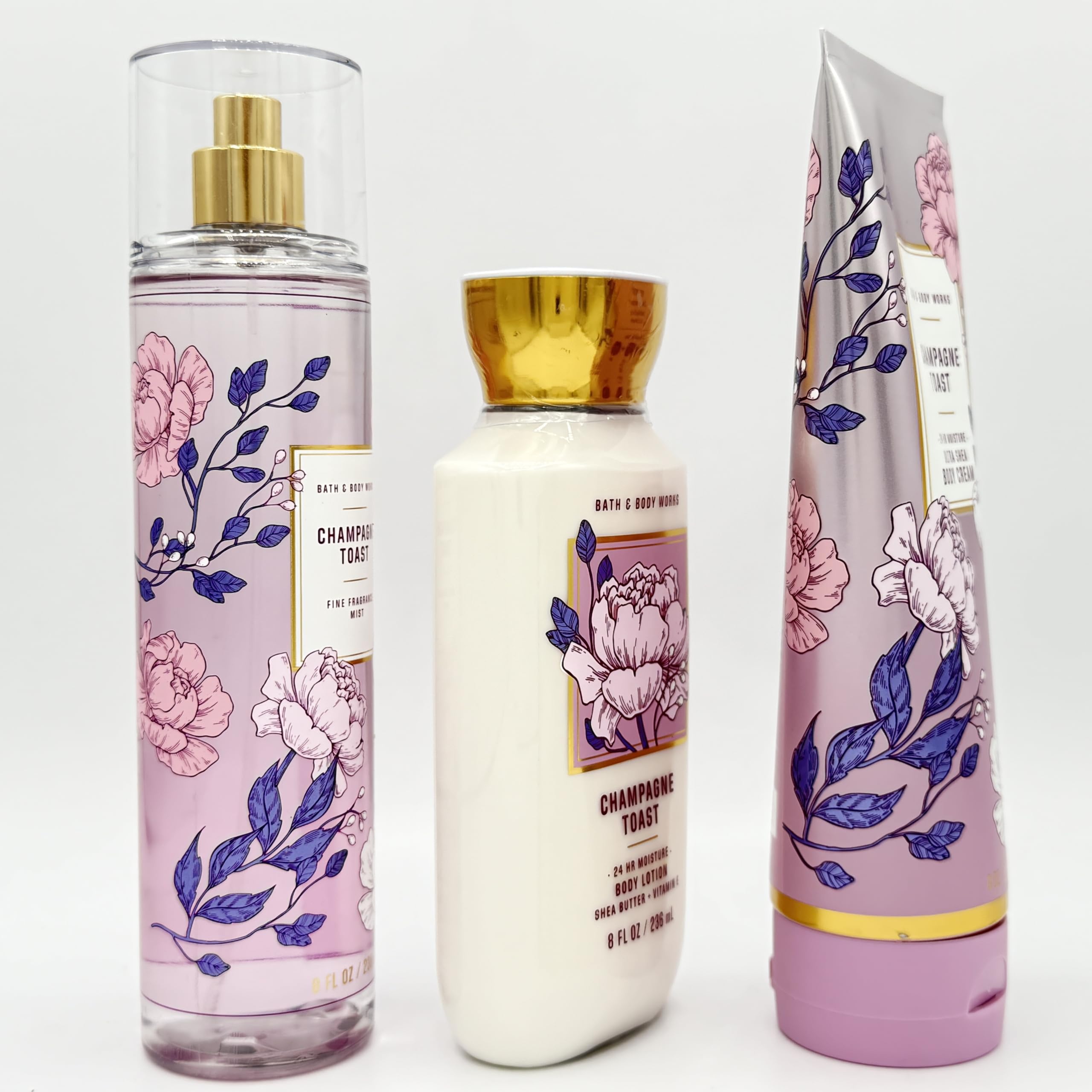 Champagne Toast 3-Piece Bath & Body Gift Set | Fine Fragrance Mist, Moisturizing Body Lotion & Ultra Shea Body Cream for Women - Perfect for Gifts, Self-Care & Special Occasions