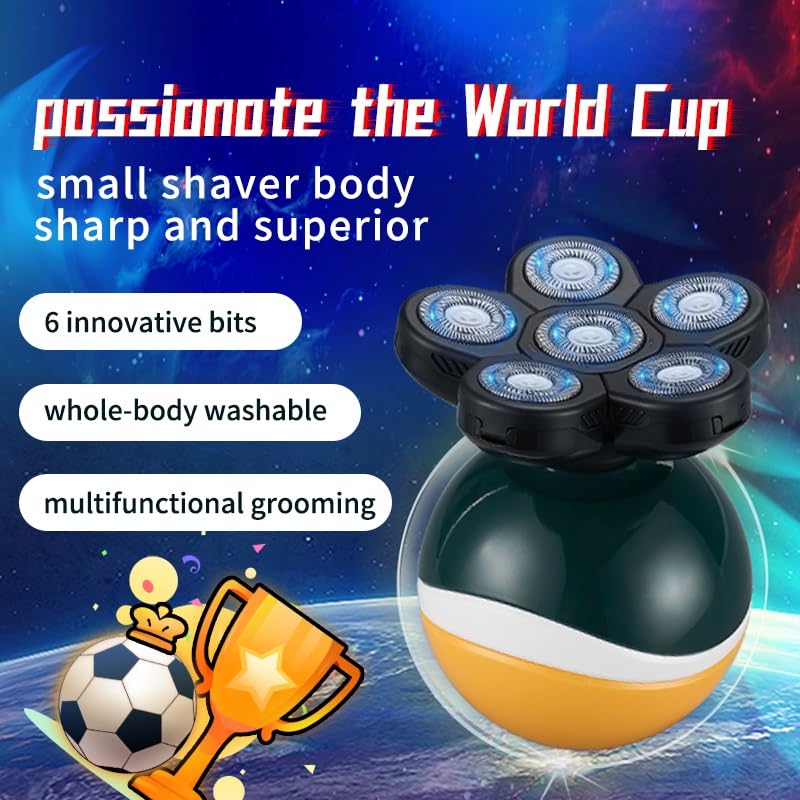 6-in-1 Rechargeable Electric Head Shaver for Bald Men - Floating Heads Wet/Dry Shaving System - Complete Grooming Kit with 7 Attachments - Perfect for Travel, Home Use & Professional Barbers