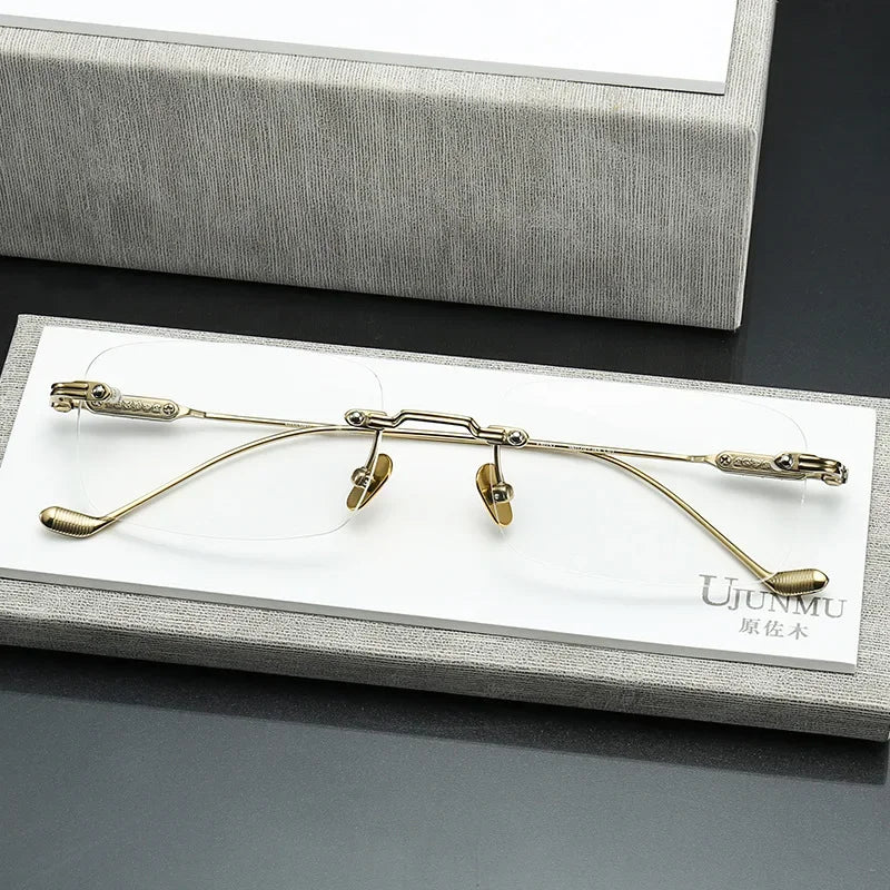 Aror Unisex Rimless Square Titanium Eyeglasses 10157 - Lightweight Durable Frame for Men & Women - Perfect for Reading, Work & Fashion Accessories