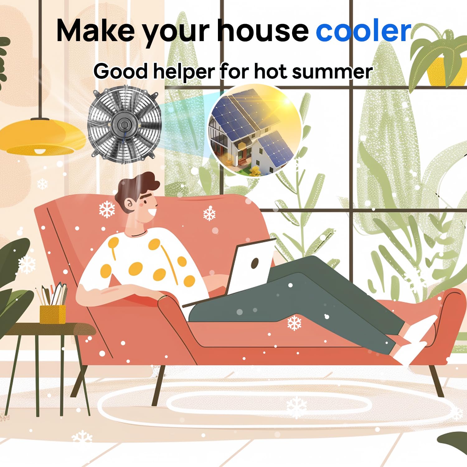 ECO-WORTHY 100W Solar Panel Kit with Solar Powered Fan - 16ft Solar Cables for Chicken Coops, Attics, Greenhouses - Perfect for Ventilation & Off-Grid Cooling - Fast 2-Parcel Delivery