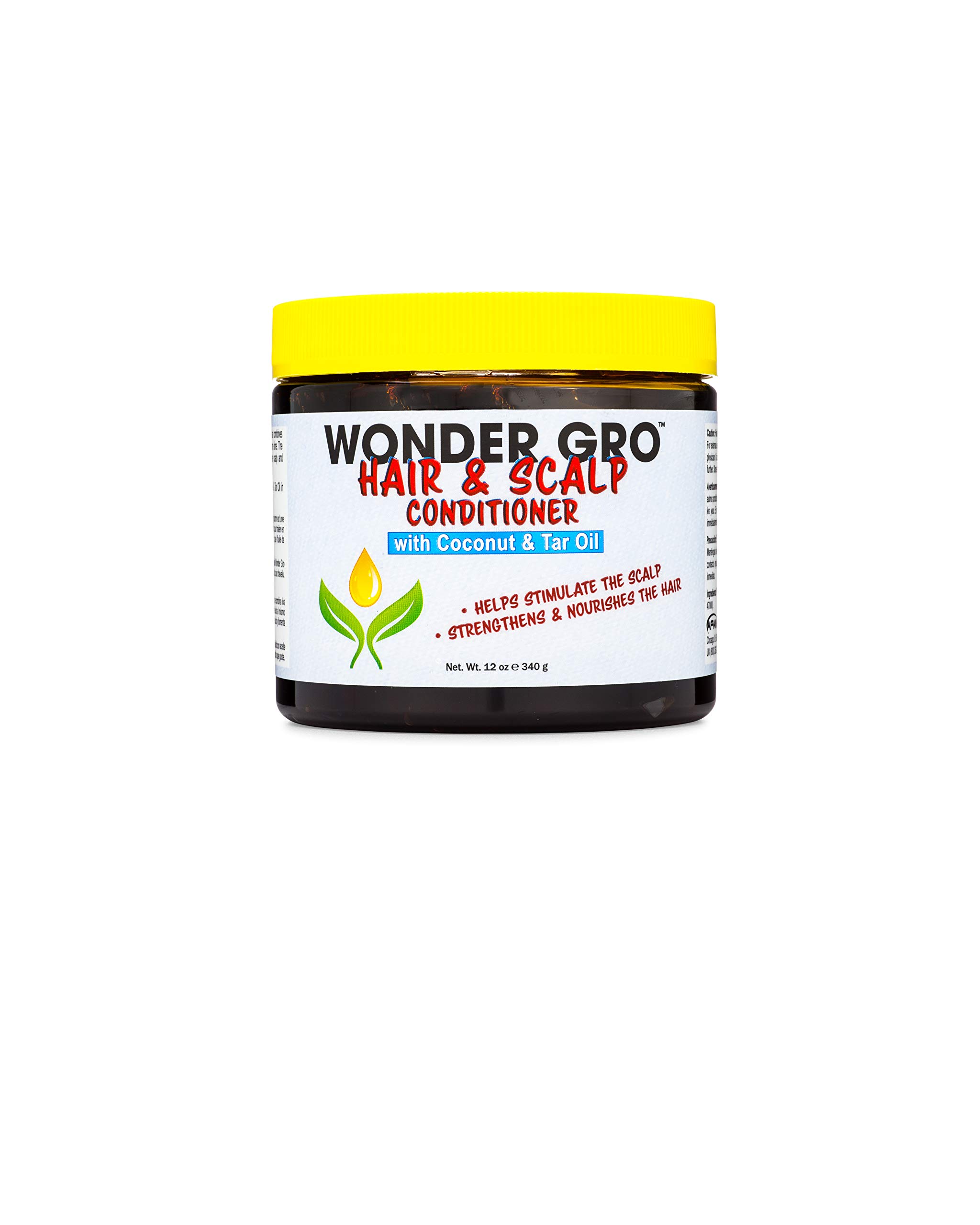 Wonder Gro Coconut & Tar Oil Hair Grease Styling Conditioner - 12 fl oz for Scalp Nourishment, Hair Strengthening & Growth Stimulation | Perfect for Dry Scalp, Frizzy Hair & Natural Styling