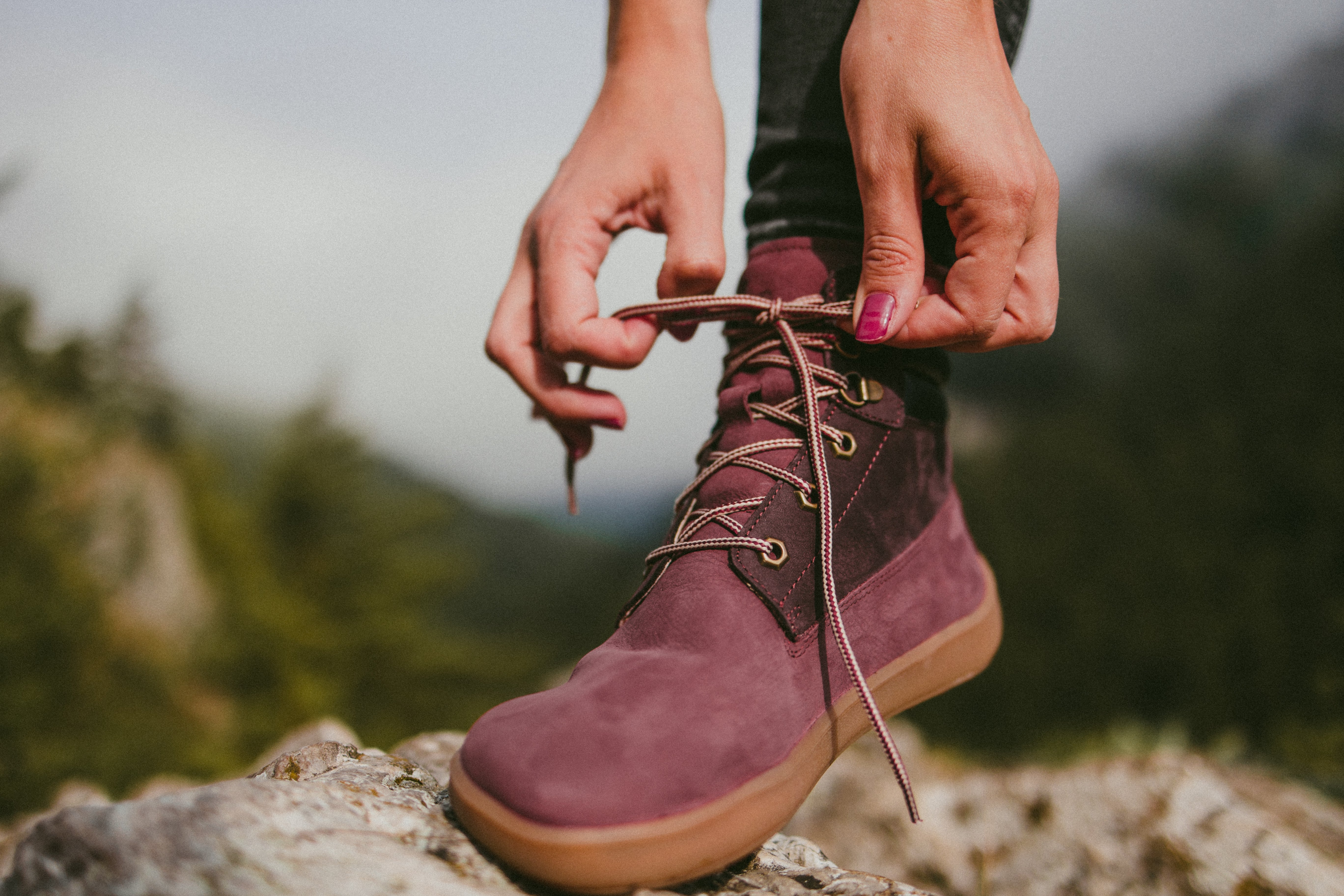 Barefoot Boots for Women - Be Lenka Nevada Neo Burgundy Minimalist Shoes | Comfortable & Lightweight for Walking, Hiking & Everyday Wear