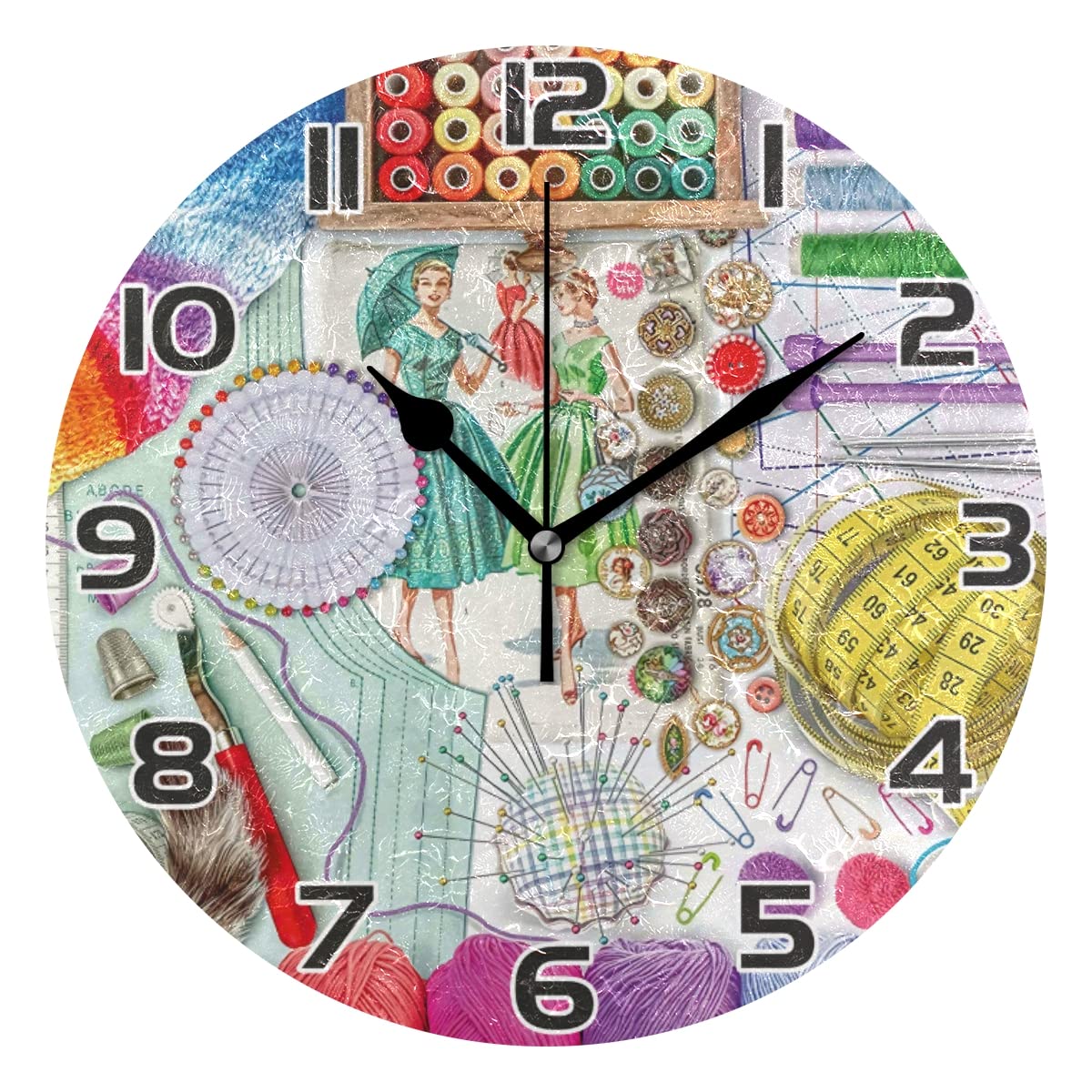 UMIRIKO Silent Non-Ticking Wool Knitting Wall Clock - 9.5 Inch Round Decorative Clock for Home, Office, Bathroom & School - Perfect for Cozy Living Rooms, Bedrooms and Workspaces