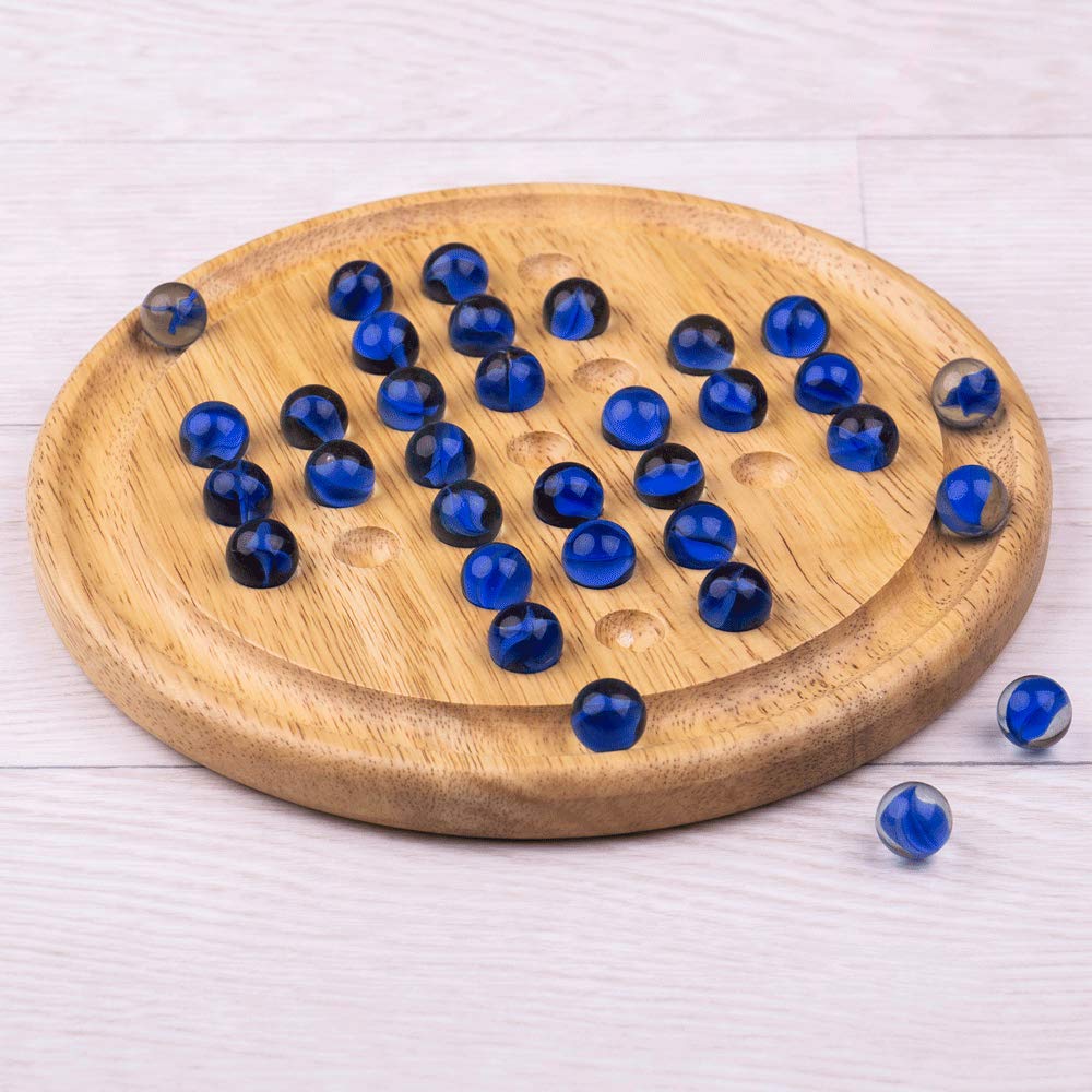 Bigjigs Toys Classic Wooden Solitaire Game with Marbles - Fun Brain Teaser for Adults & Kids - Perfect for Family Game Night and Travel Entertainment