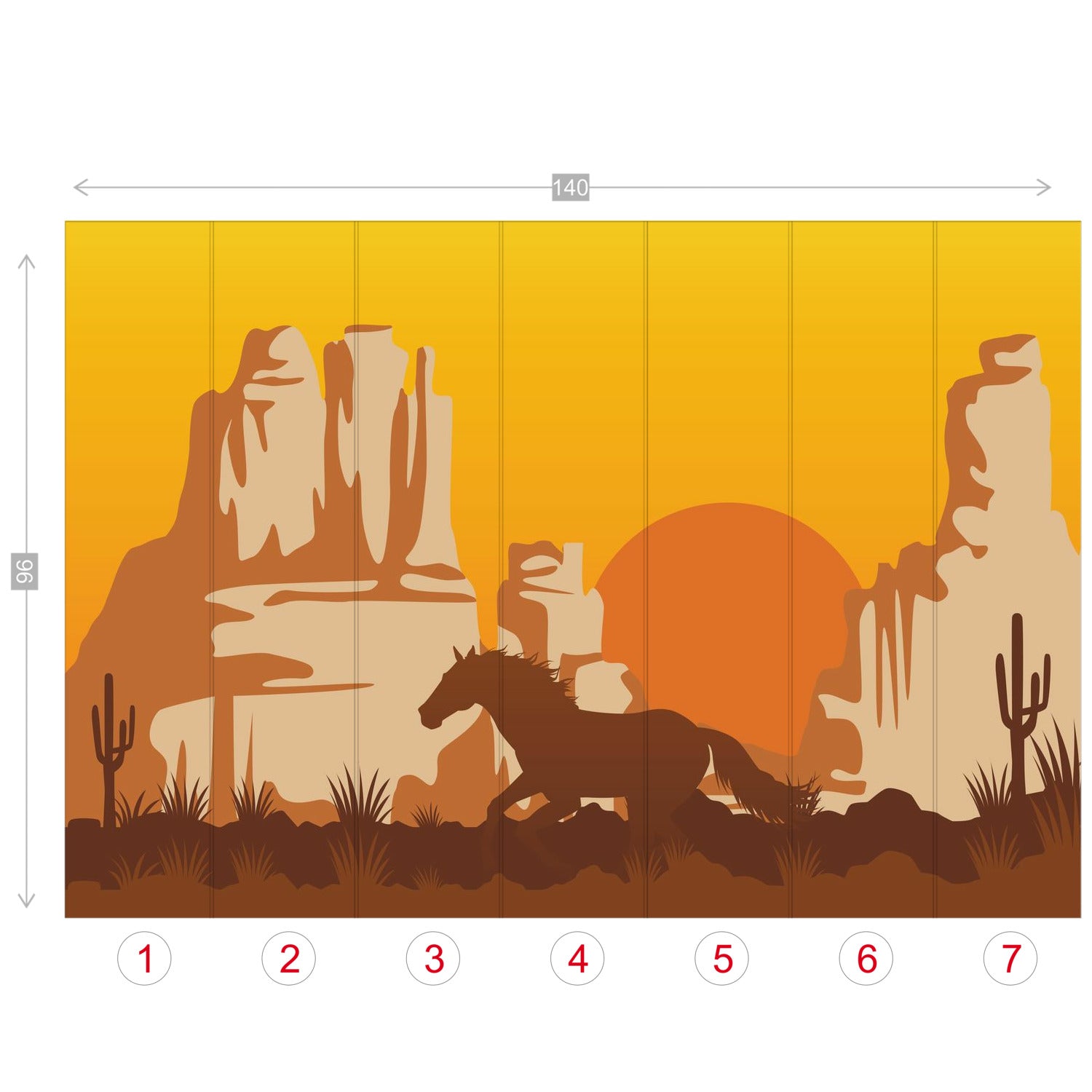 Galloping Horse Wall Mural - Arizona Canyon Landscape Peel and Stick Wallpaper - 4 Sizes (Self-Adhesive, Removable) - Perfect for Living Room, Bedroom, or Office Decor