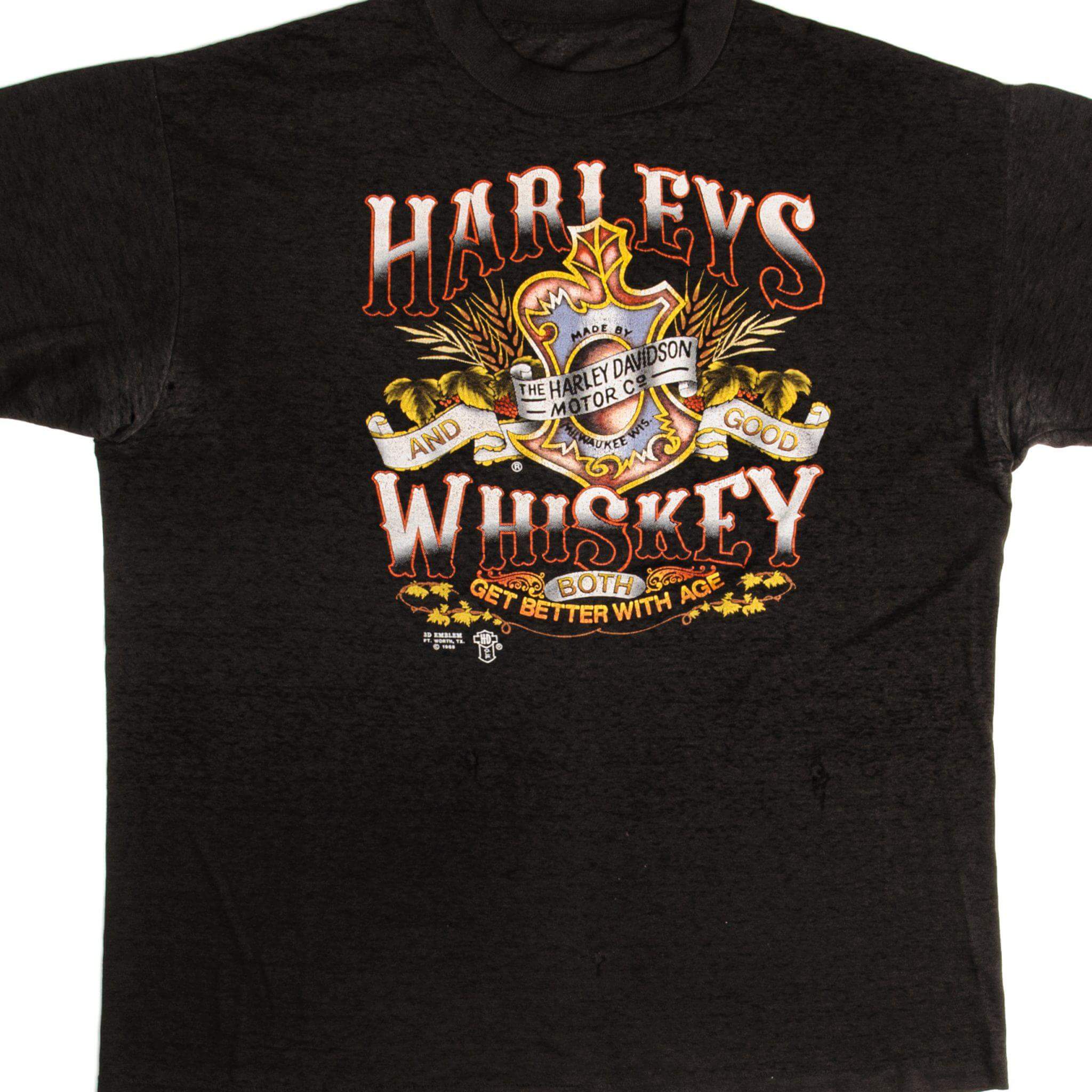 Vintage 3D Emblem Harley Davidson T-Shirt 1988 - XL Size - Made in USA - Retro Motorcycle Tee for Bikers & Vintage Clothing Collectors
