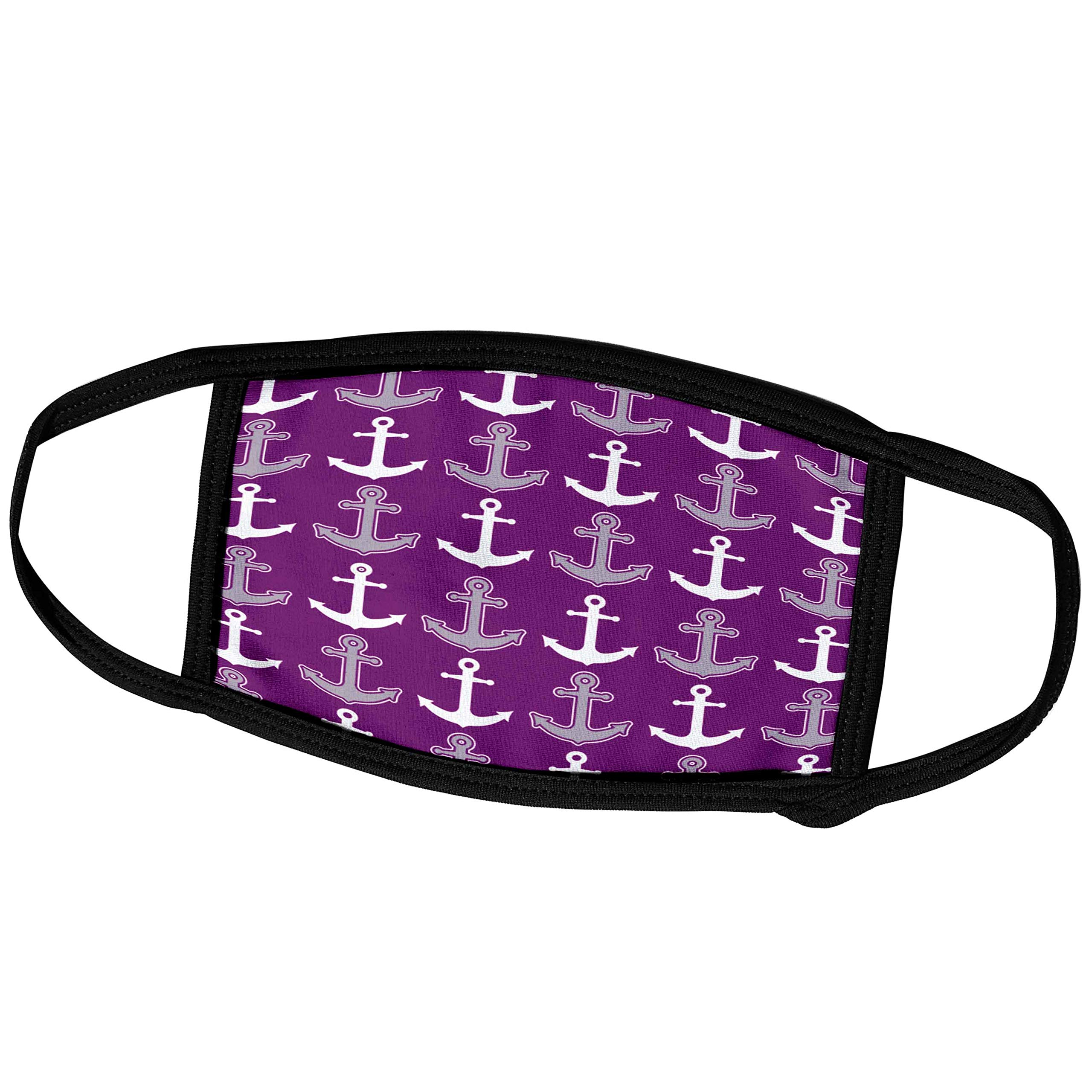 3D Printed Nautical Anchor Pattern Face Masks - Purple & White Washable Reusable Cloth Masks for Women & Men - Perfect for Boating, Travel, and Outdoor Activities