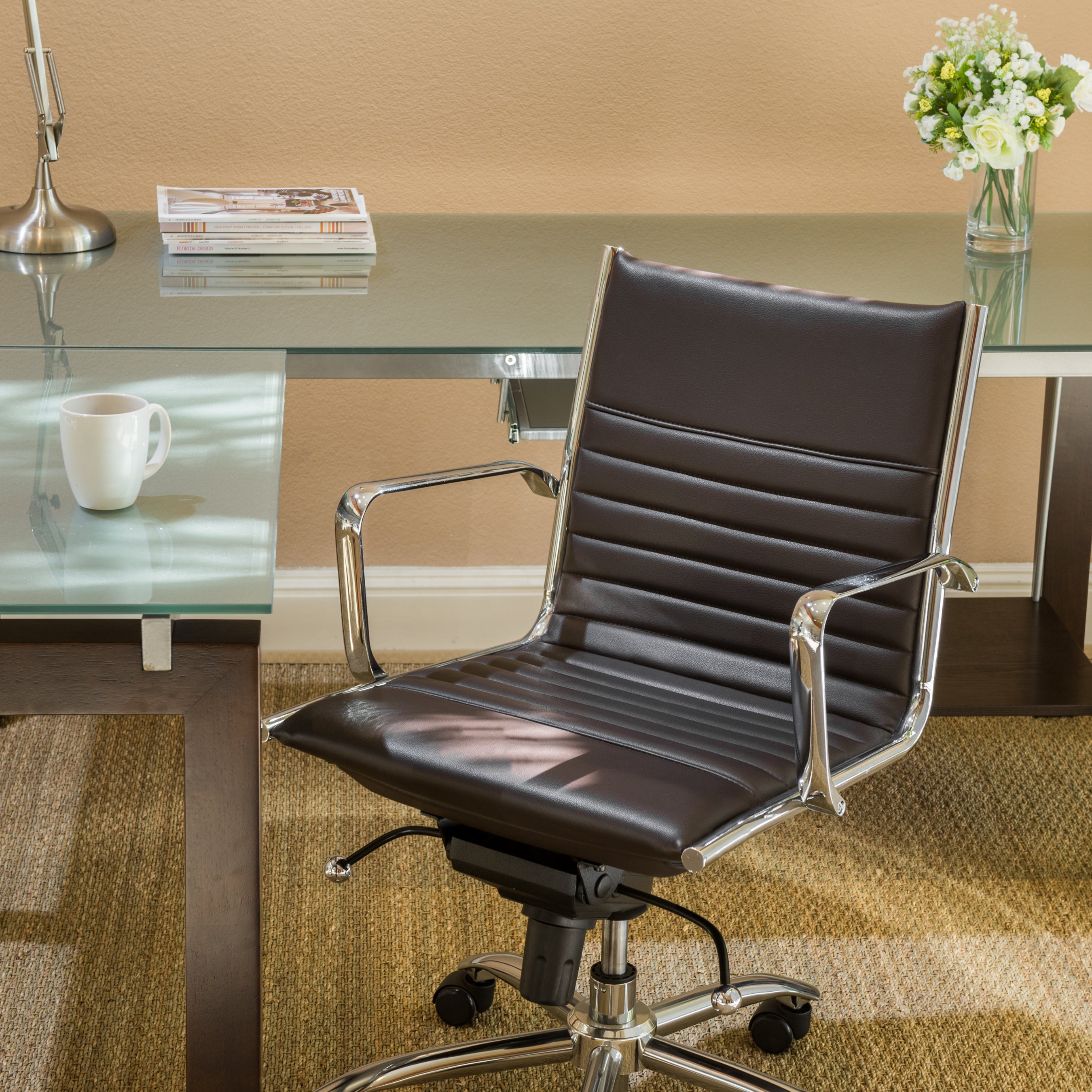 Dirk Low Back Office Chair with Chromed Steel Base - Ergonomic Mesh Desk Chair for Home & Office Workspaces - Perfect for Long Hours of Computer Work, Gaming, and Study Sessions