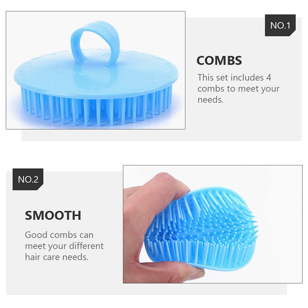 4-Piece Shampoo Brush Set - Scalp Massager & Hair Cleaning Brush for Dandruff Removal, Head Massage & Hair Washing - Perfect for Relaxation, Deep Cleansing & Improved Hair Health at Home or Salon