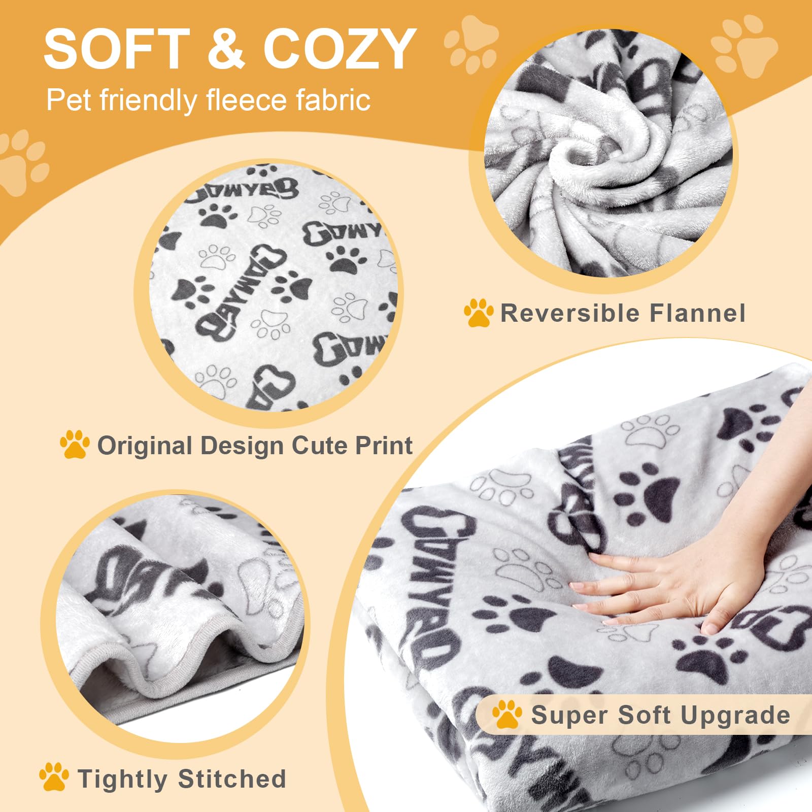 **Soft Reversible Fluffy Dog Blanket for Large Dogs & Cats - 41x31 Inch Paw Print Pet Throw Blanket for Bed, Couch, Travel - Cozy & Warm for Winter, Home Decor, Gifts**
