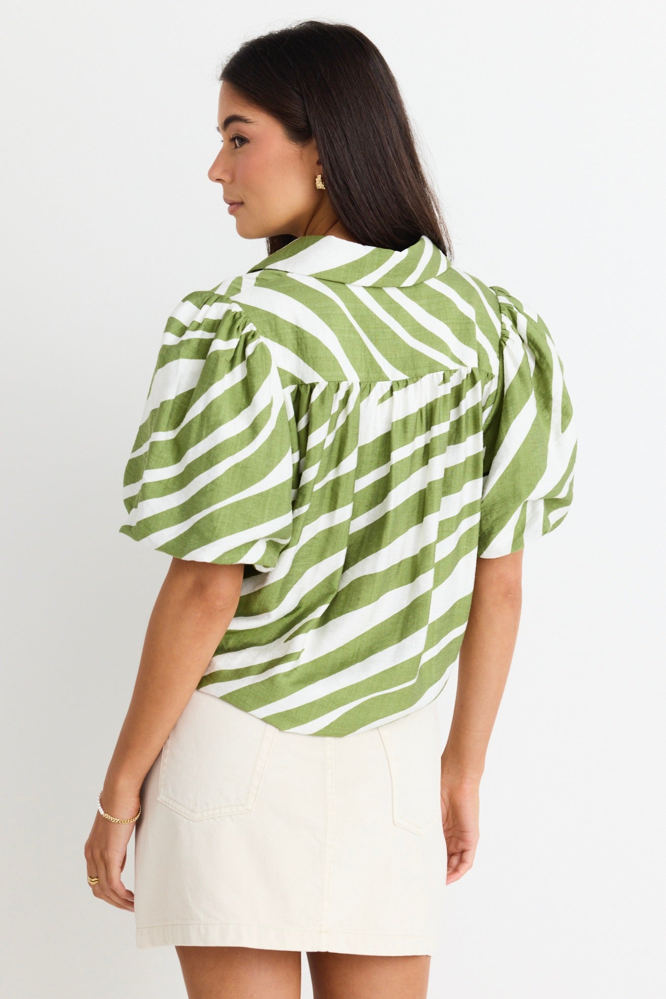 Stylish Green Zebra Print Tie Front Short Sleeve Shirt for Women - Perfect for Summer Outfits, Casual Wear & Office Fashion