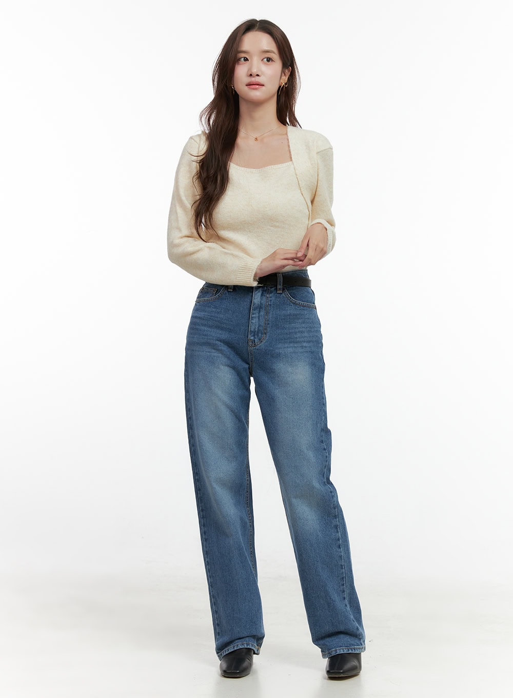 Evelyn Wide Fit Straight Denim Jeans for Women - Comfortable Stretch OO421 - Perfect for Casual Wear, Office & Everyday Outfits