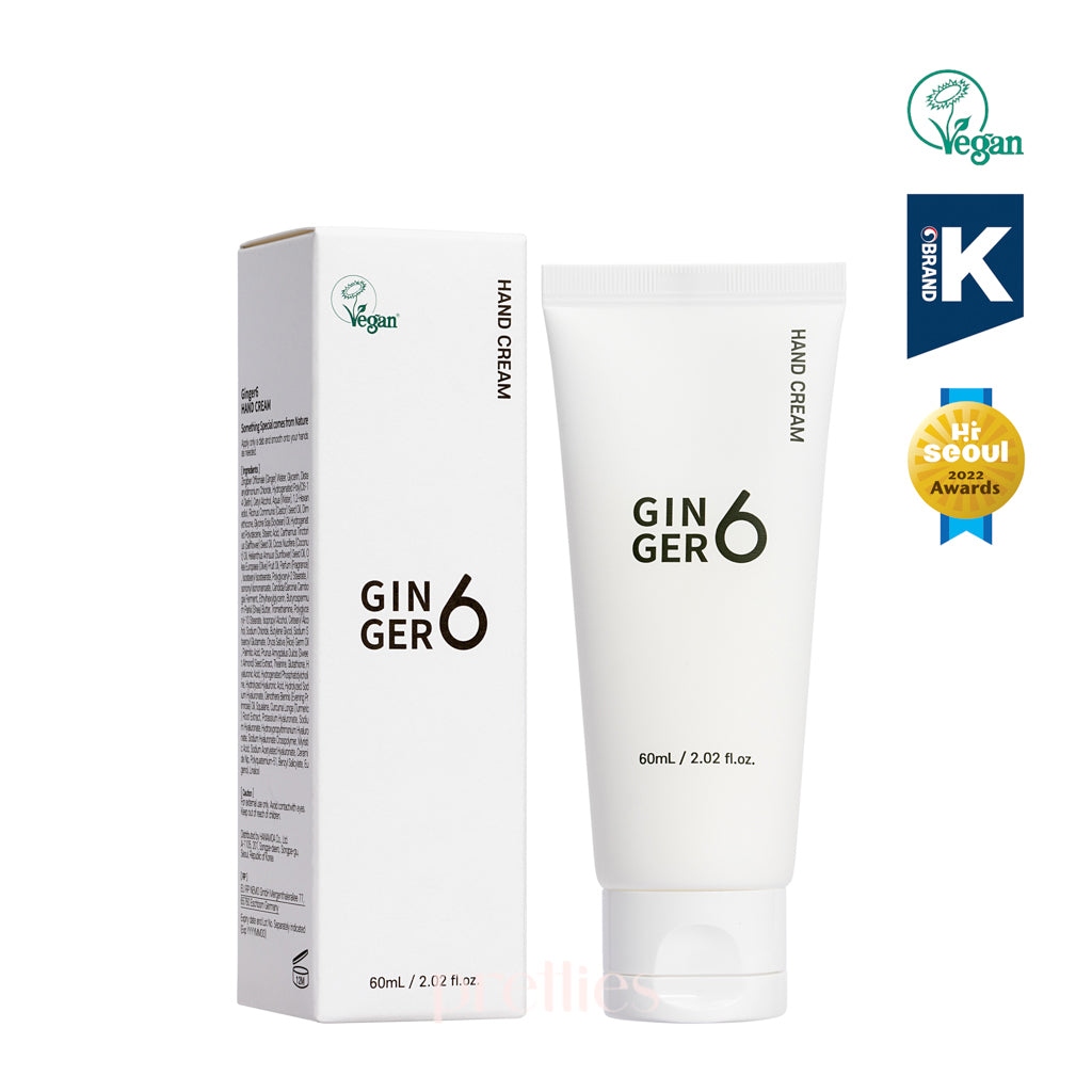 Ginger6 Hand Cream 60ml - Moisturizing & Nourishing Dry Skin Care - Perfect for Winter, Office & Travel Use
