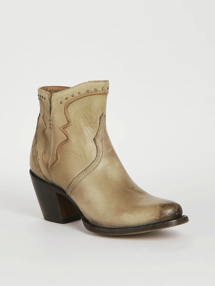 Lucchese M6011 Women's Karla Studded Bootie in Pearl Bone - Stylish Western Ankle Boots for Casual Outings & Country Events