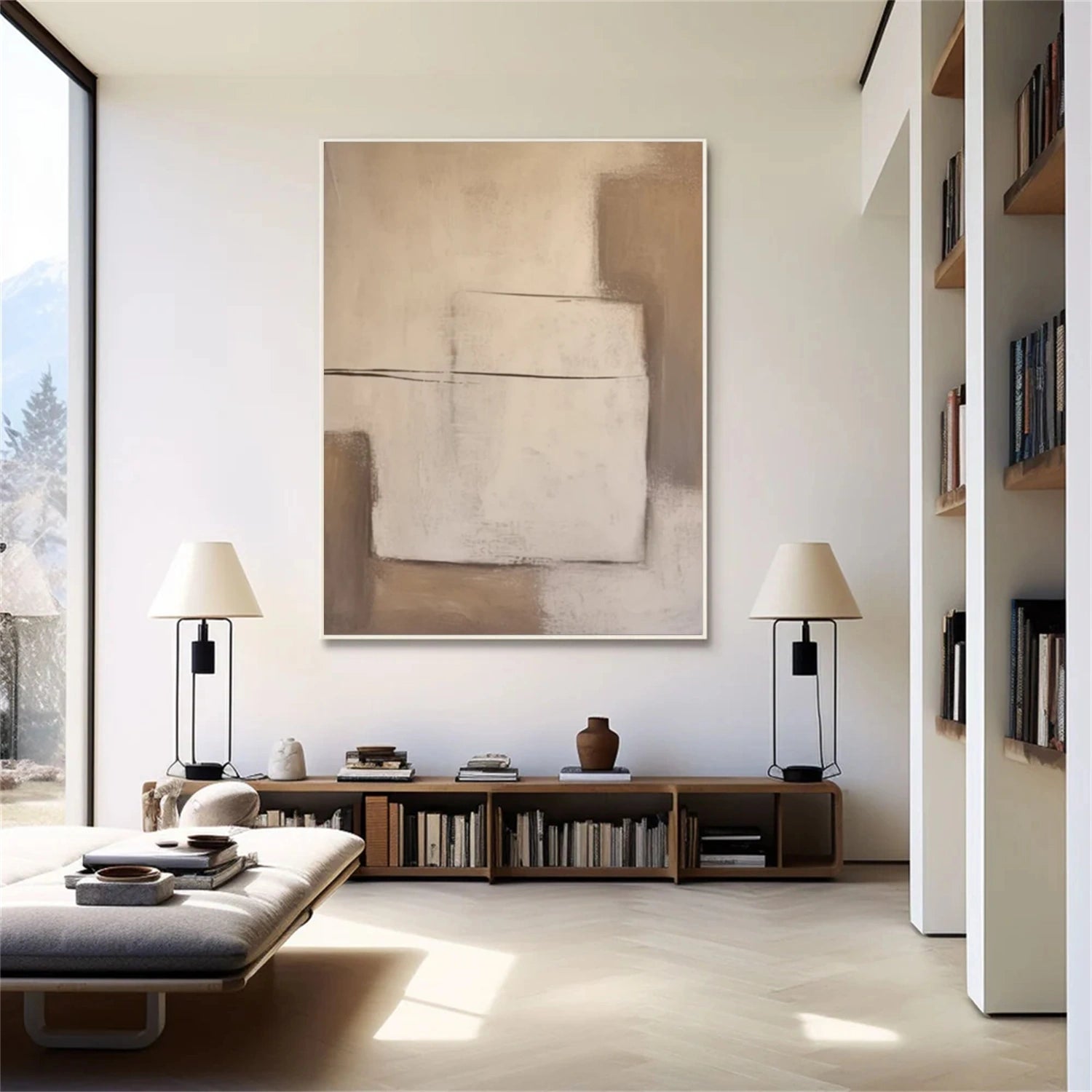 Beige & Brown Abstract Wall Art Print #BB148 - Modern Home Decor for Living Room, Bedroom & Office