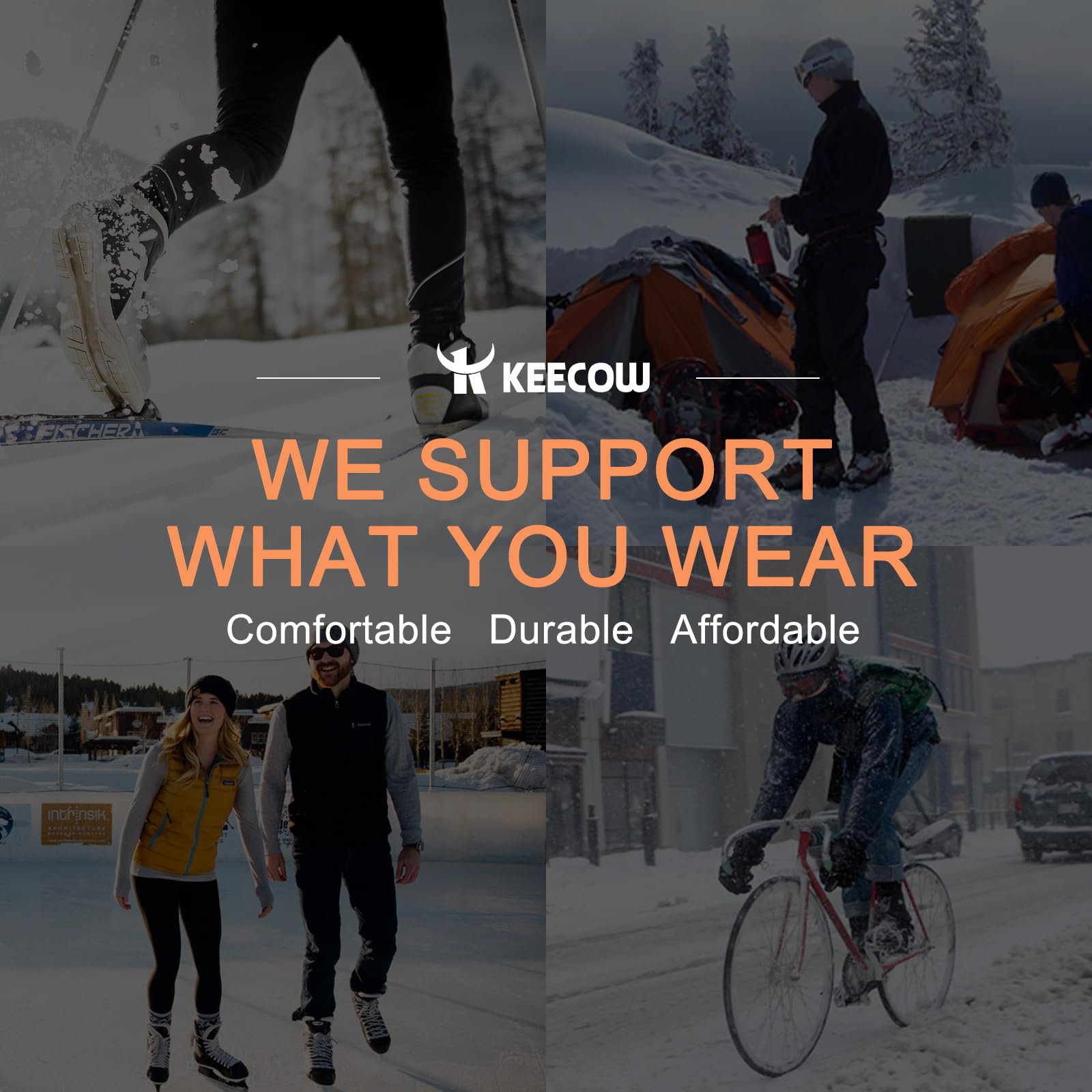 KEECOW Merino Wool Ski Socks for Men & Women - Thermal Warm Winter Snowboard & Hunting Socks (Multipack) - Knee-High Outdoor Socks for Skiing, Snowboarding & Cold Weather Activities
