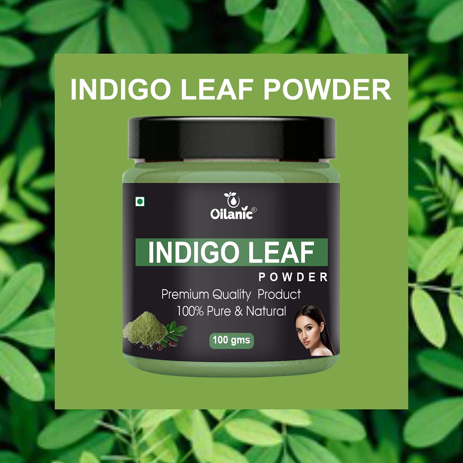 Oilanic 100% Pure Natural Indigo Leaf Powder for Skin & Hair Care - 2 Jars (200g) | Organic Hair Dye, Scalp Treatment & Skin Brightening | DIY Beauty & Ayurvedic Remedies
